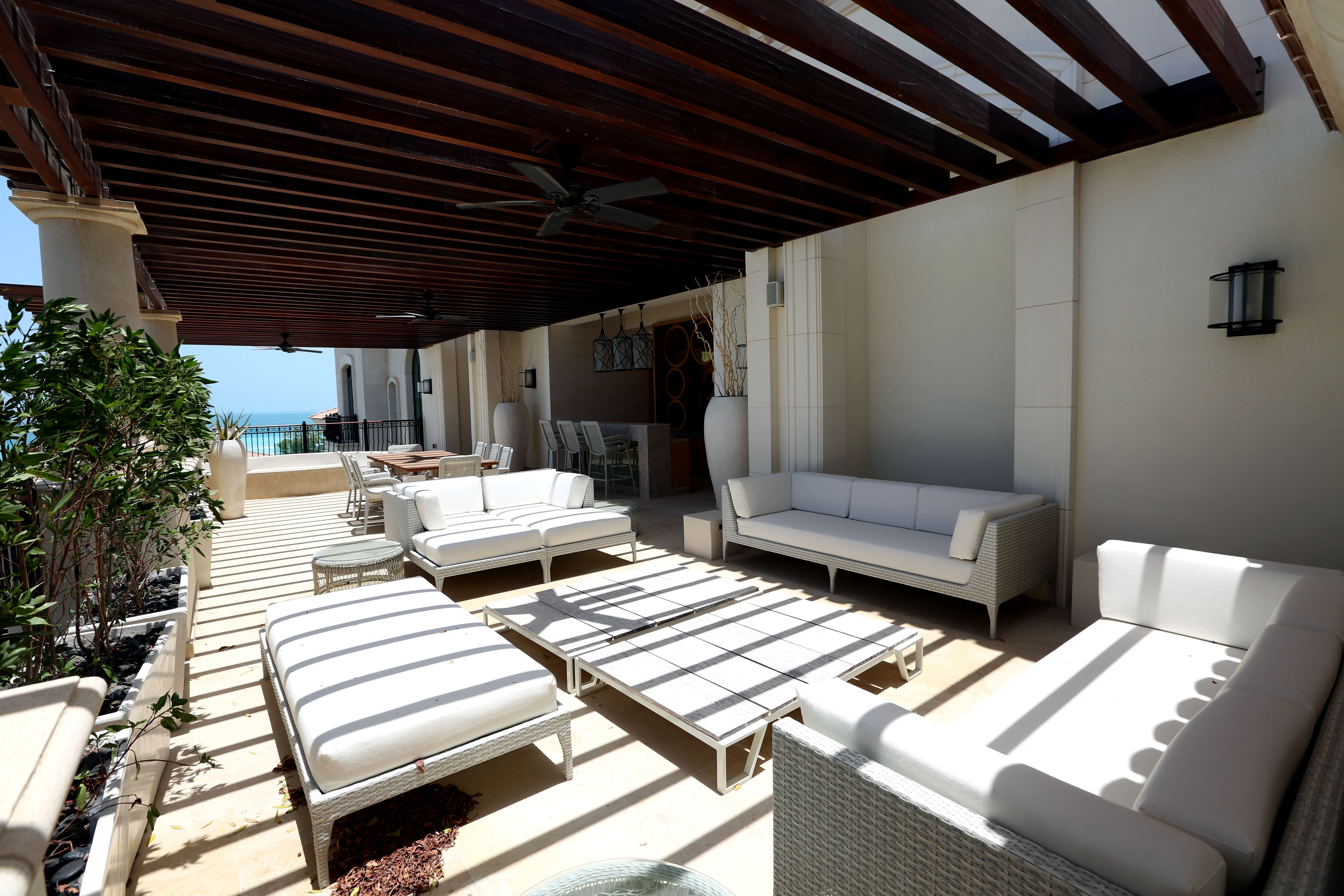 Outdoor patio pergola of royal suit in UAE