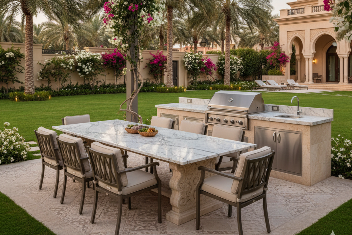 Luxury Outdoor BBQ Station Dubai | Marble & Stone Grill Designs ...