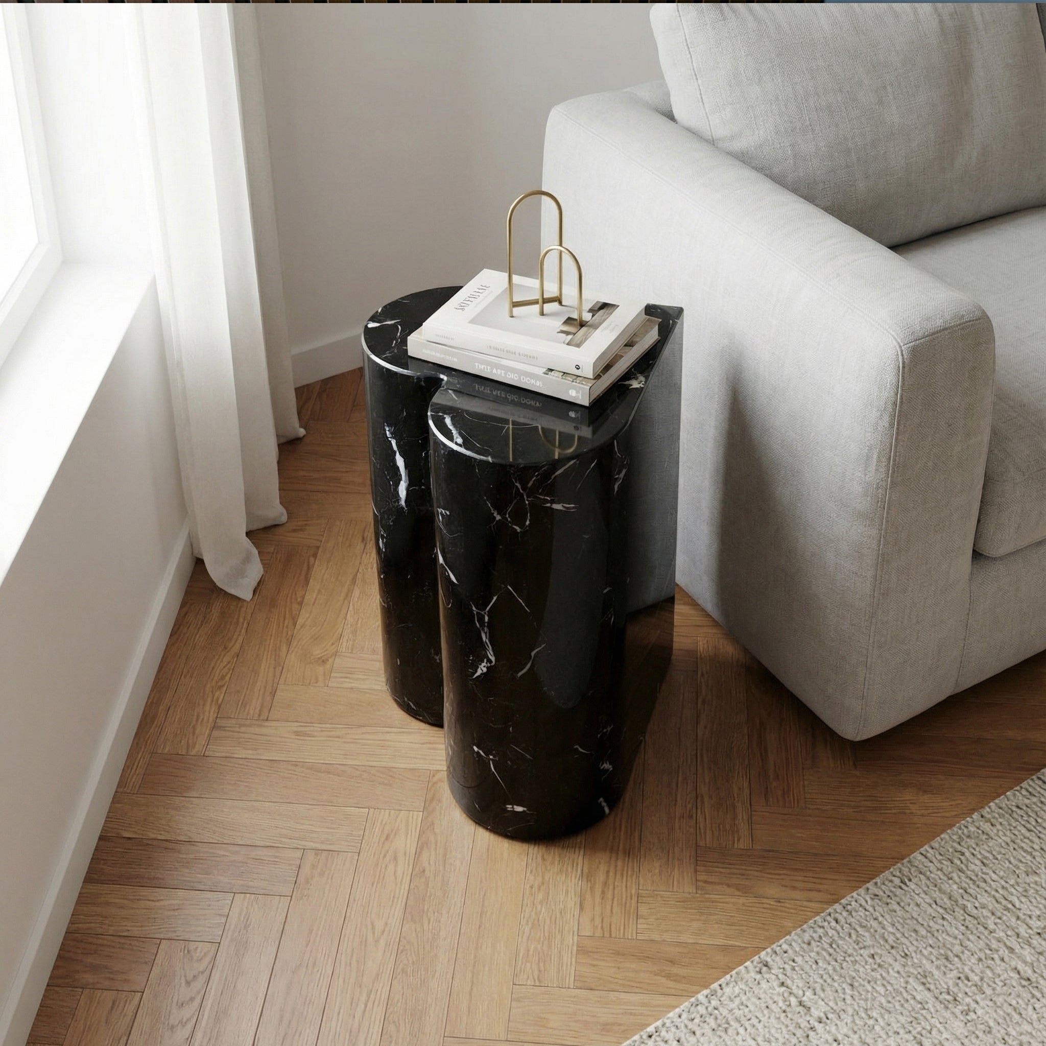 Black Heart Marble Side Table