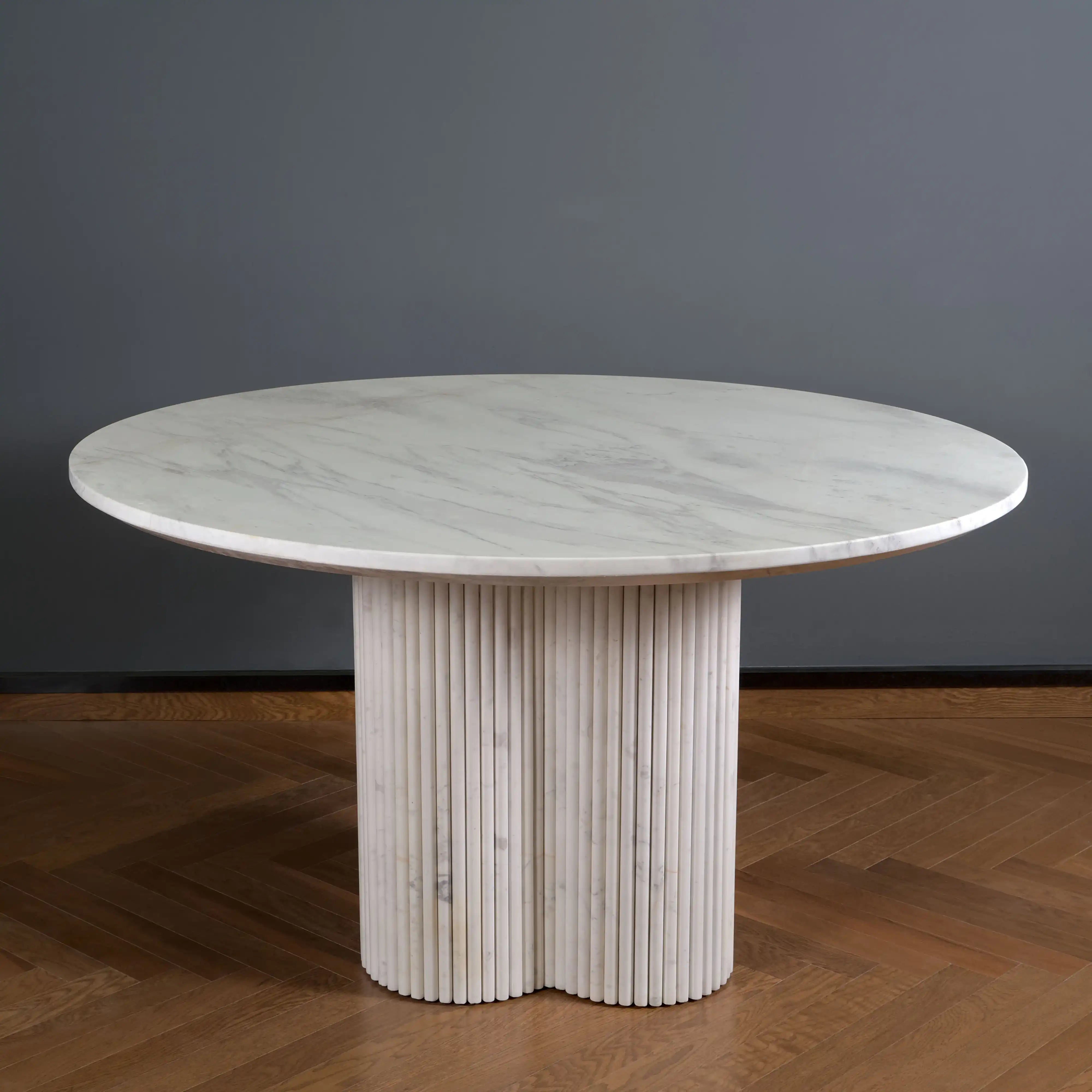 Celeste White Marble Dining Table - Marbeya Charm