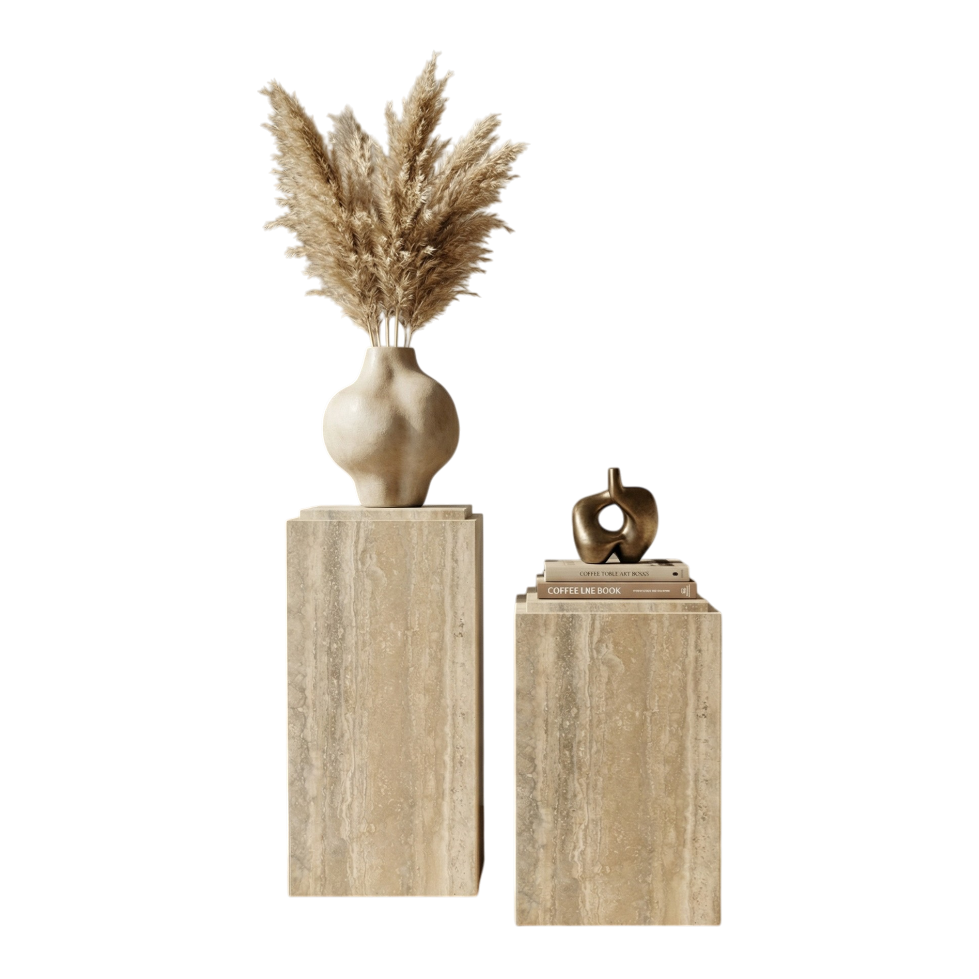 The Dune Travertine Pedestal Set