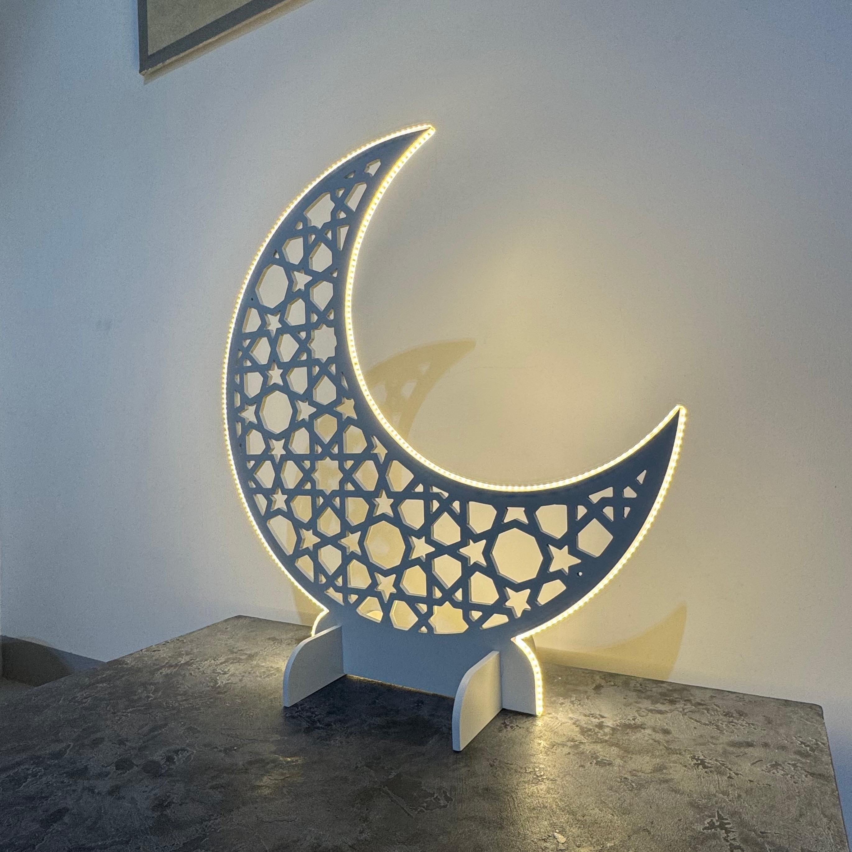 LED-Lit Wooden Ramadan Hilal