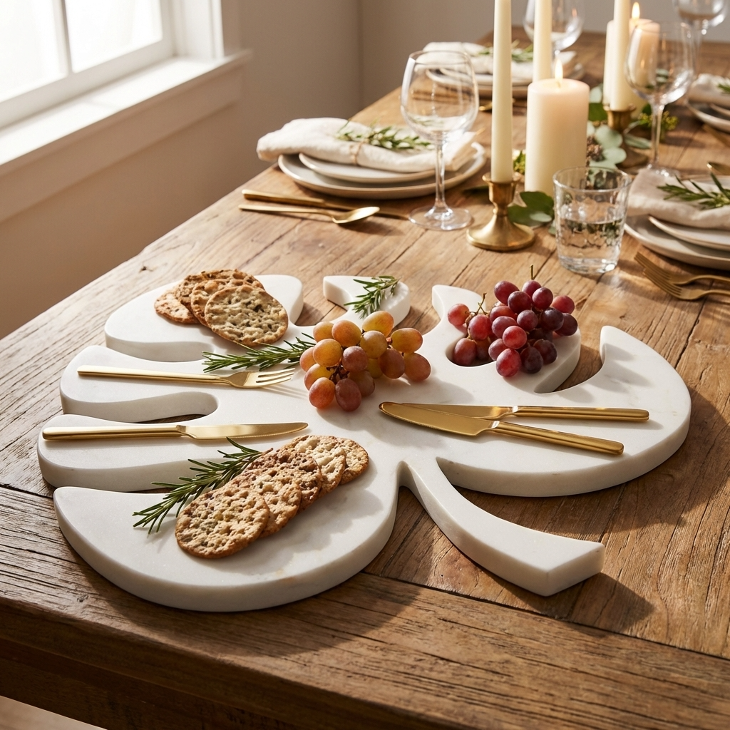 LEAF CHEESE BOARD-WHITE