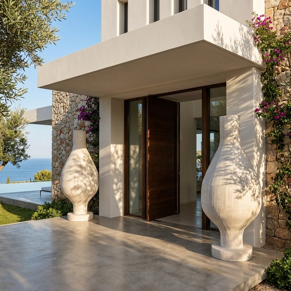 Luna Grande Travertine Vase