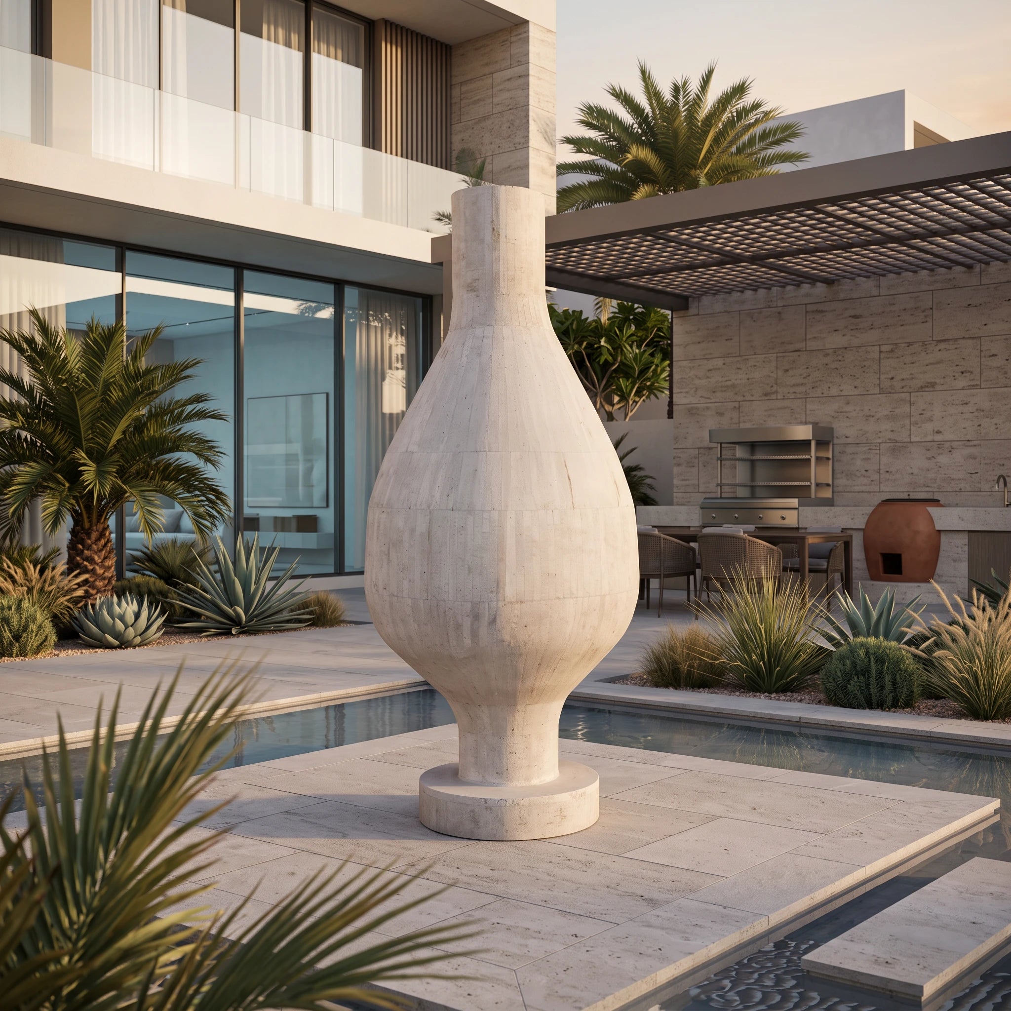 Luna Grande Travertine Vase