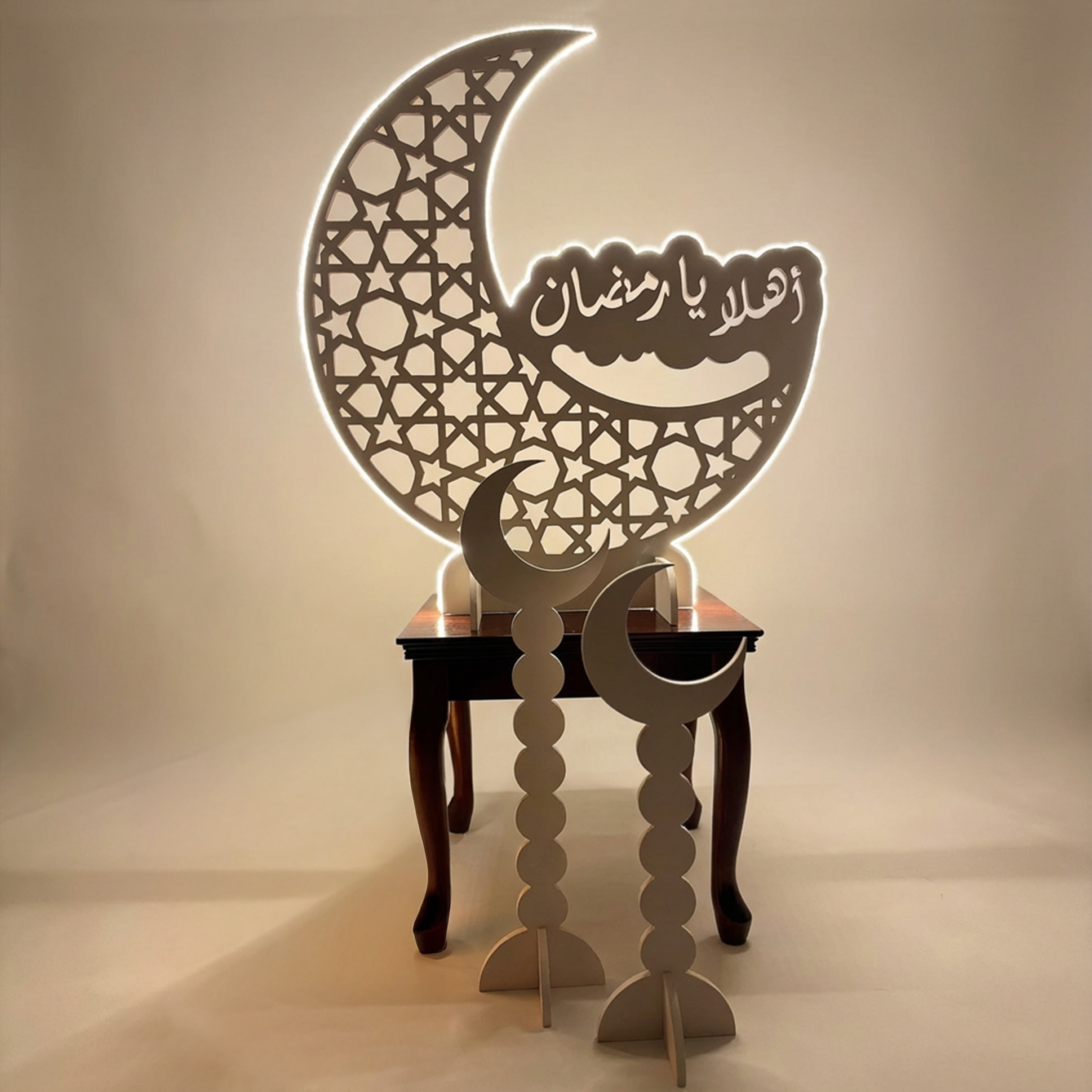 Led-lit Welcome Ramadan Wooden Hilal