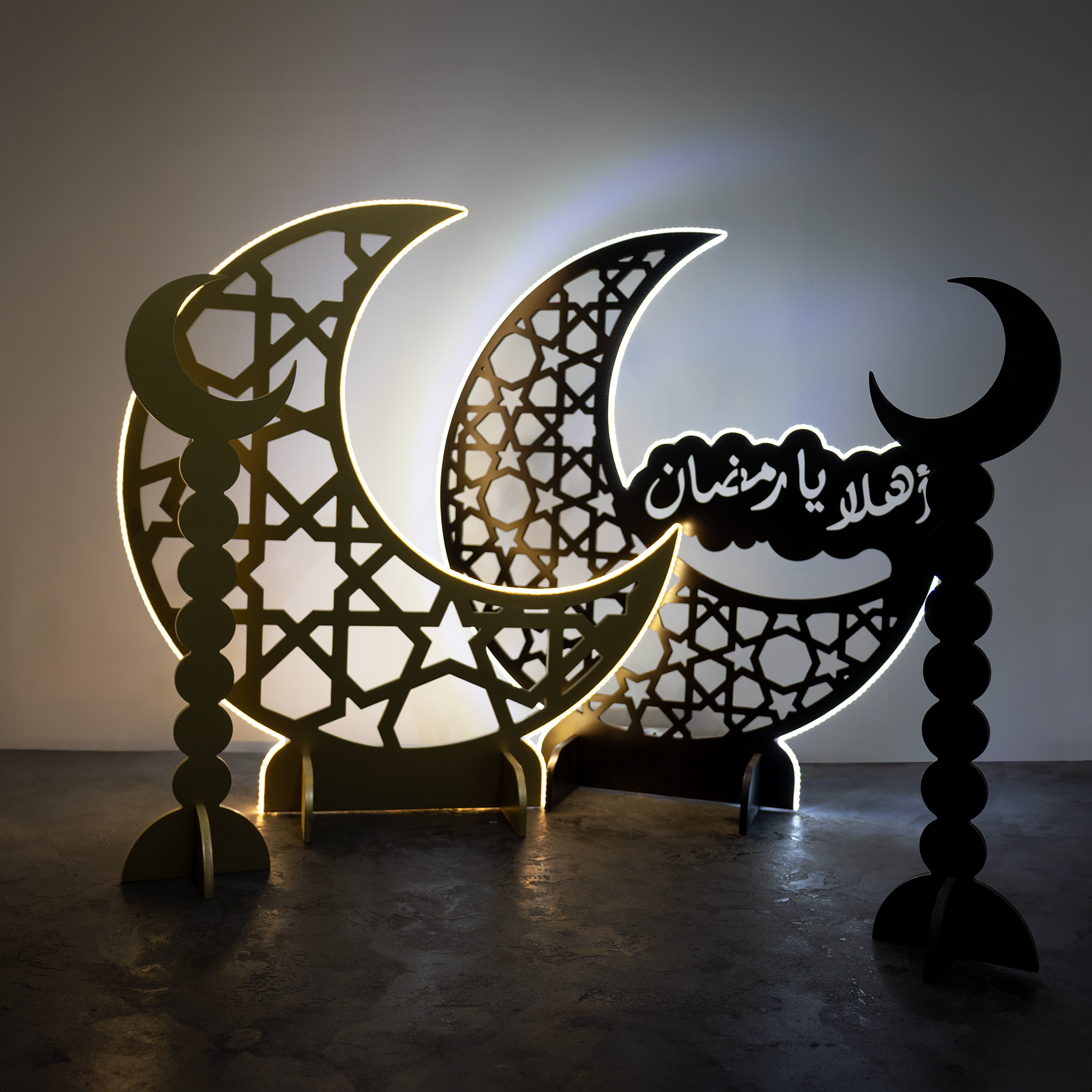 Led-lit Welcome Ramadan Wooden Hilal