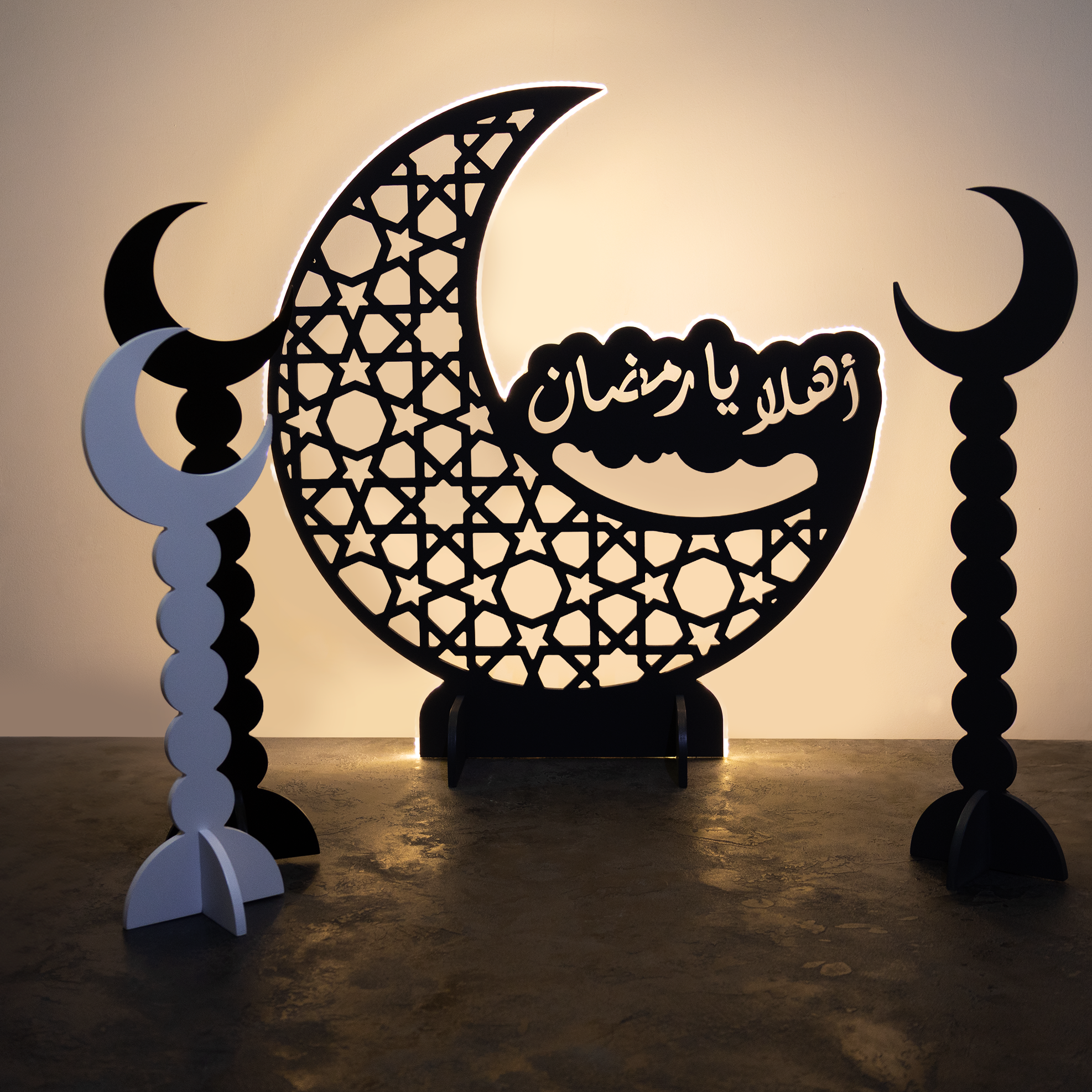 Led-lit Welcome Ramadan Wooden Hilal