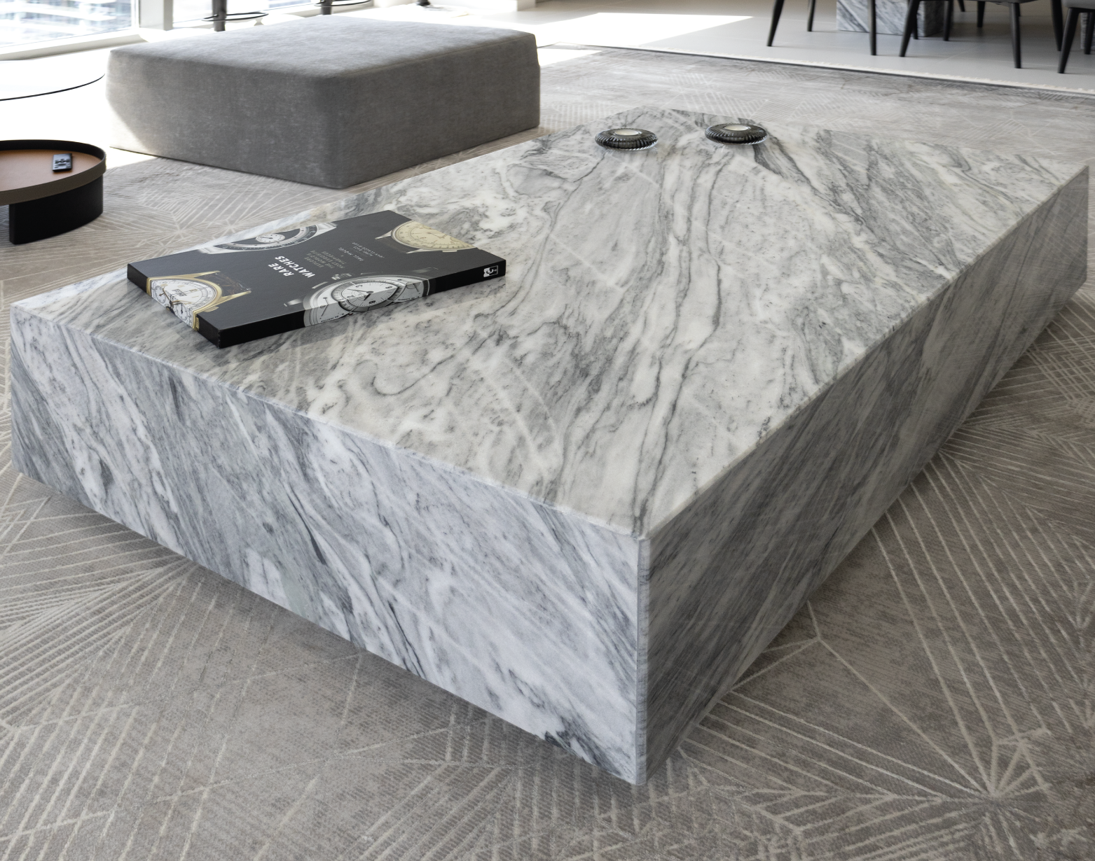 NORA STAN GREY MARBLE COFFEE TABLE