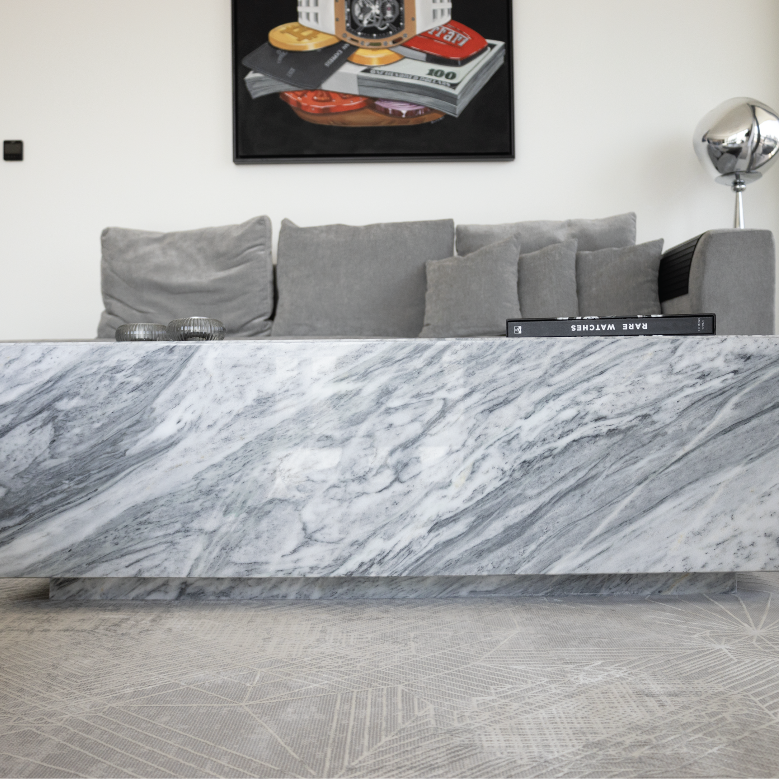 NORA STAN GREY MARBLE COFFEE TABLE