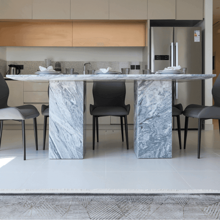 Nora Stan Grey Marble Dining Table - Marbeya Charm