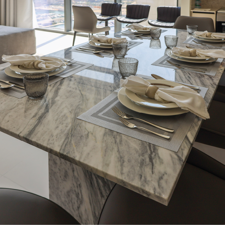 Nora Stan Grey Marble Dining Table