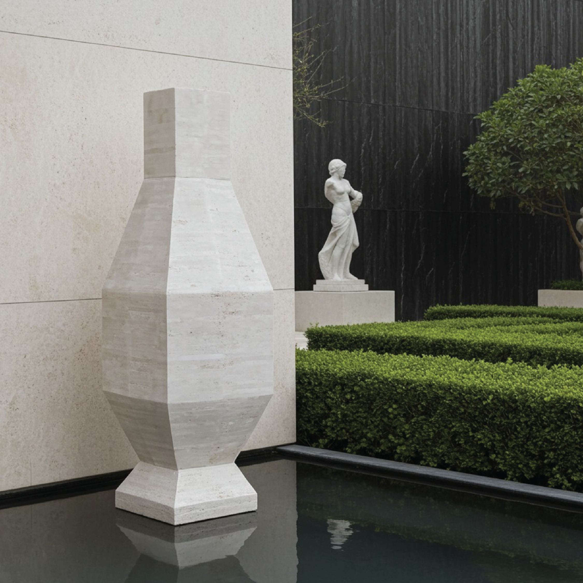 Octa Grande Travertine Vase