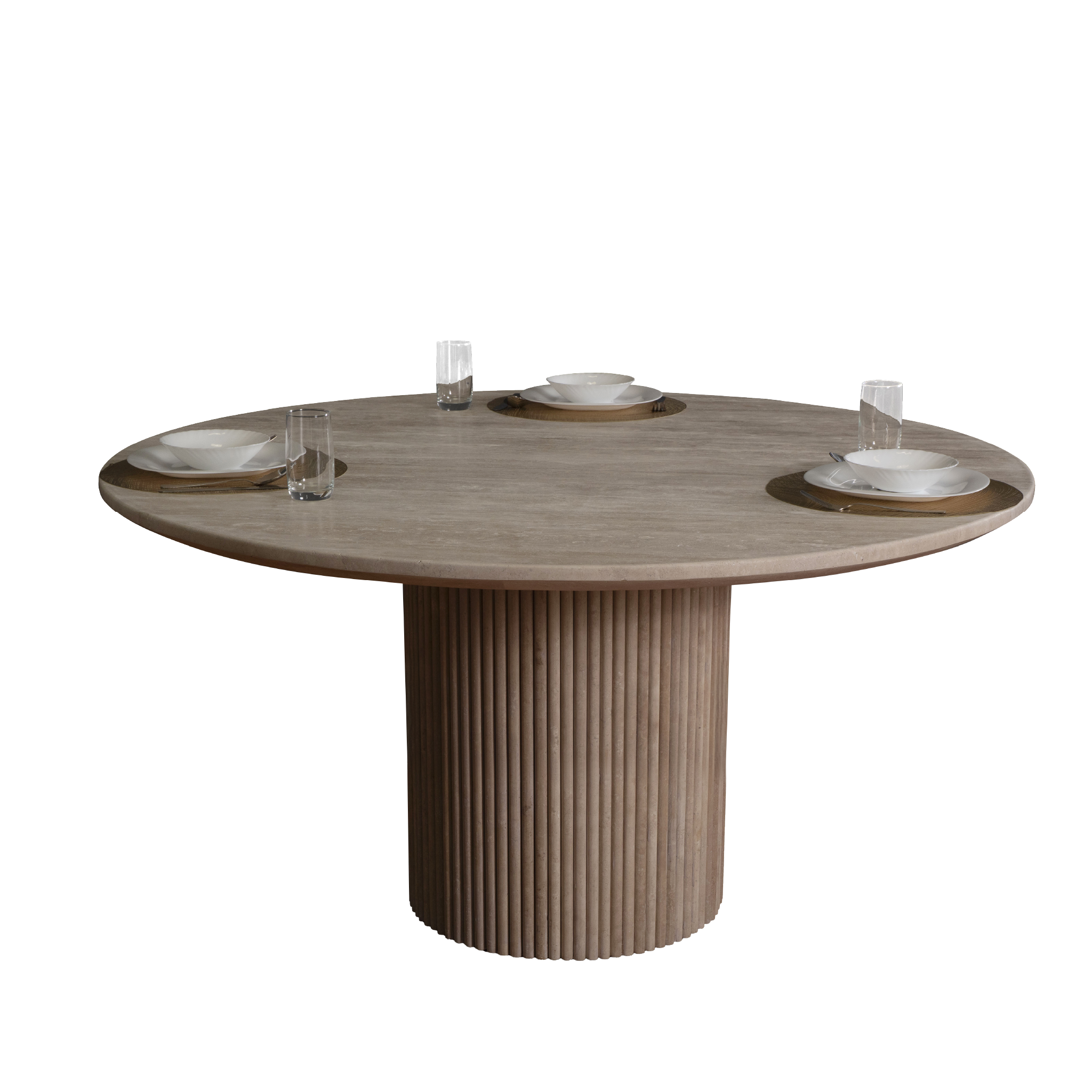 Roma Beige Travertine Round Dining Table