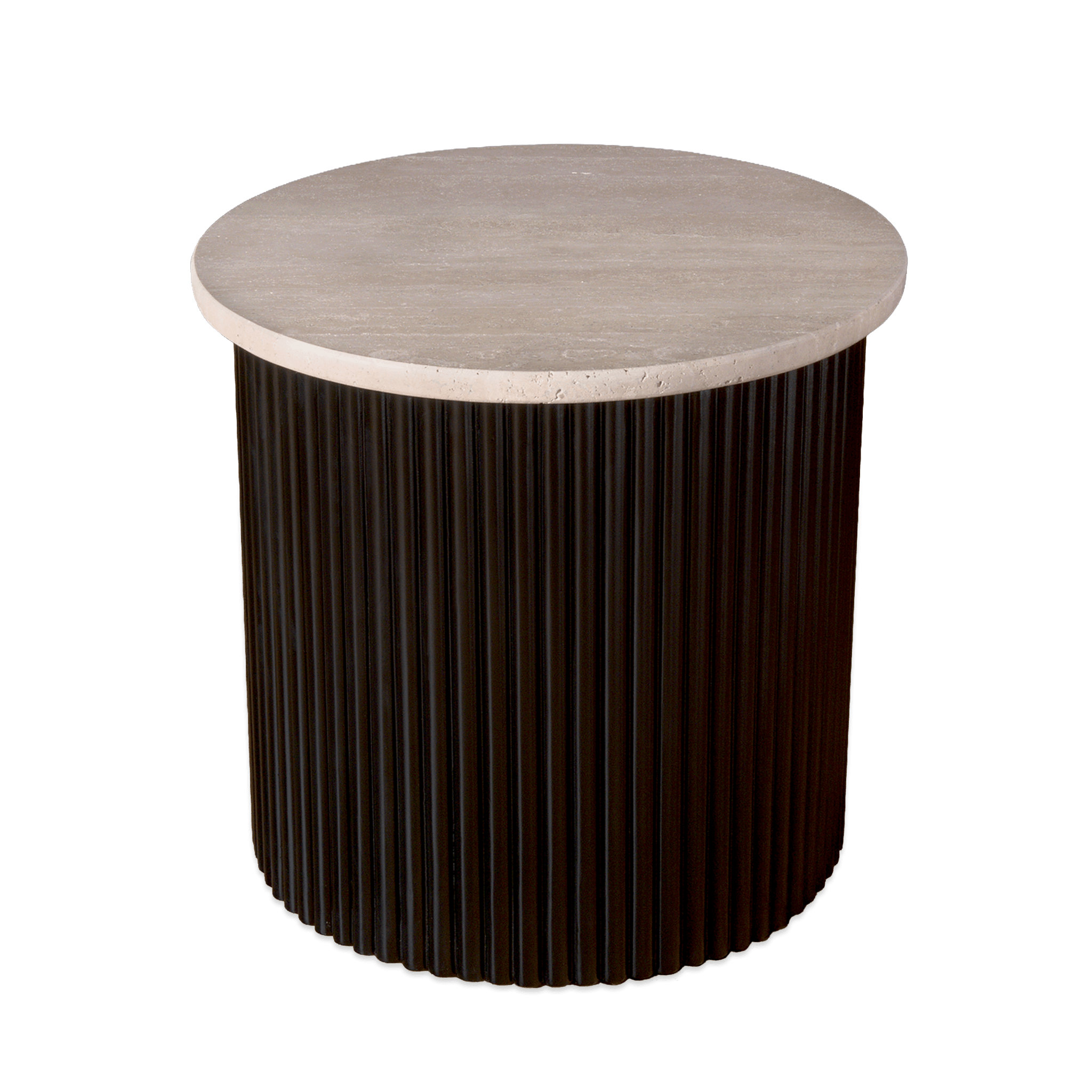 Roma Beige Travertine Wooden Base Side Table