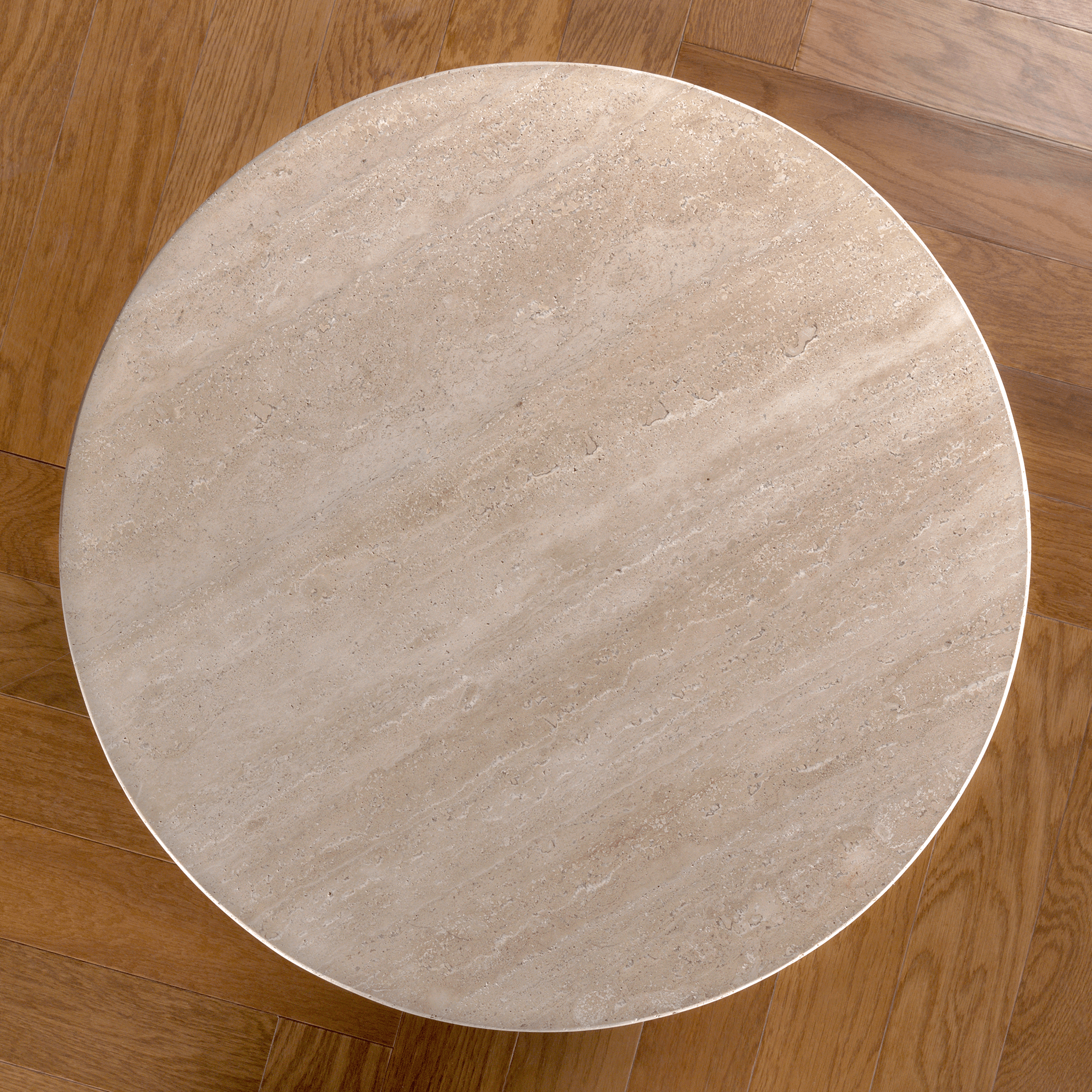Roma Beige Travertine Wooden Base Side Table