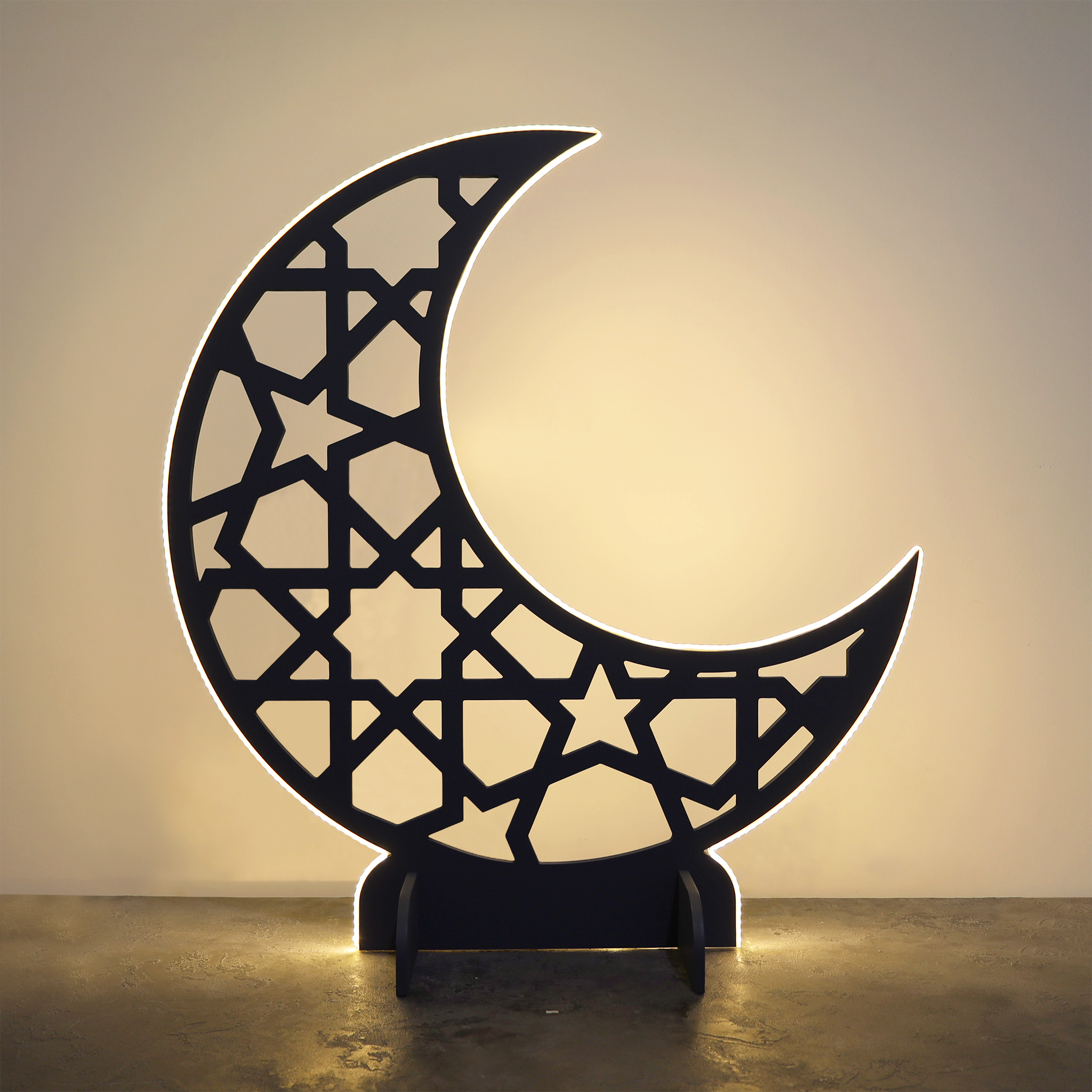 LED-Lit Wooden Ramadan Hilal