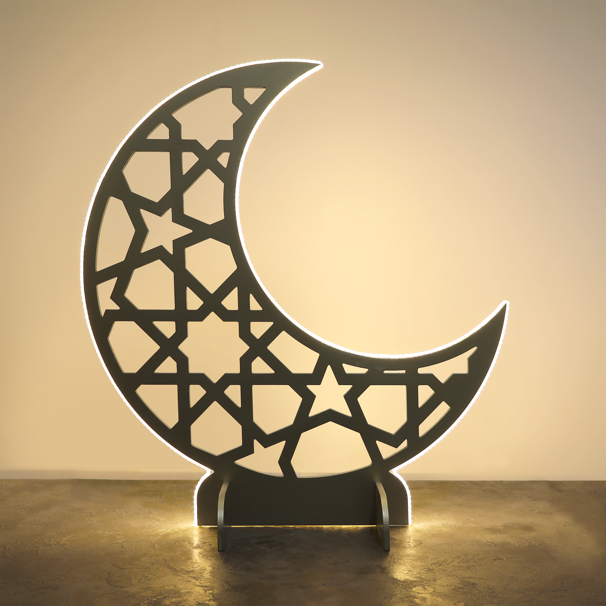 LED-Lit Wooden Ramadan Hilal