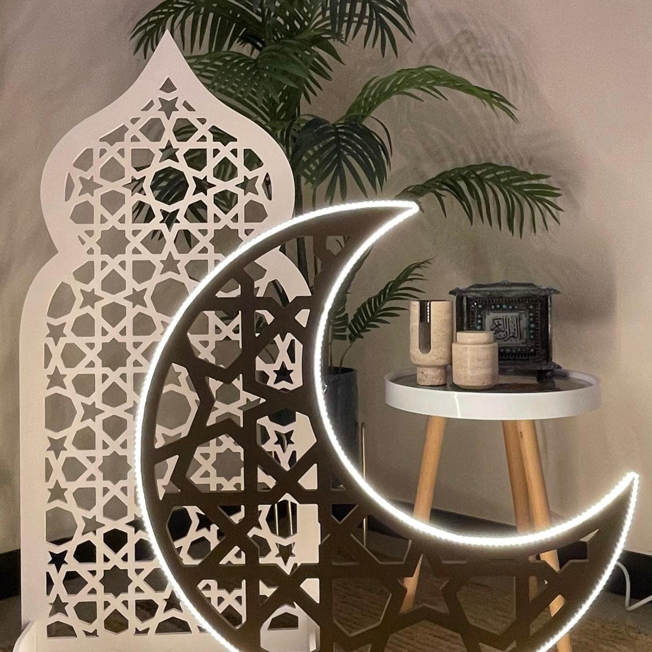 LED-Lit Wooden Ramadan Hilal