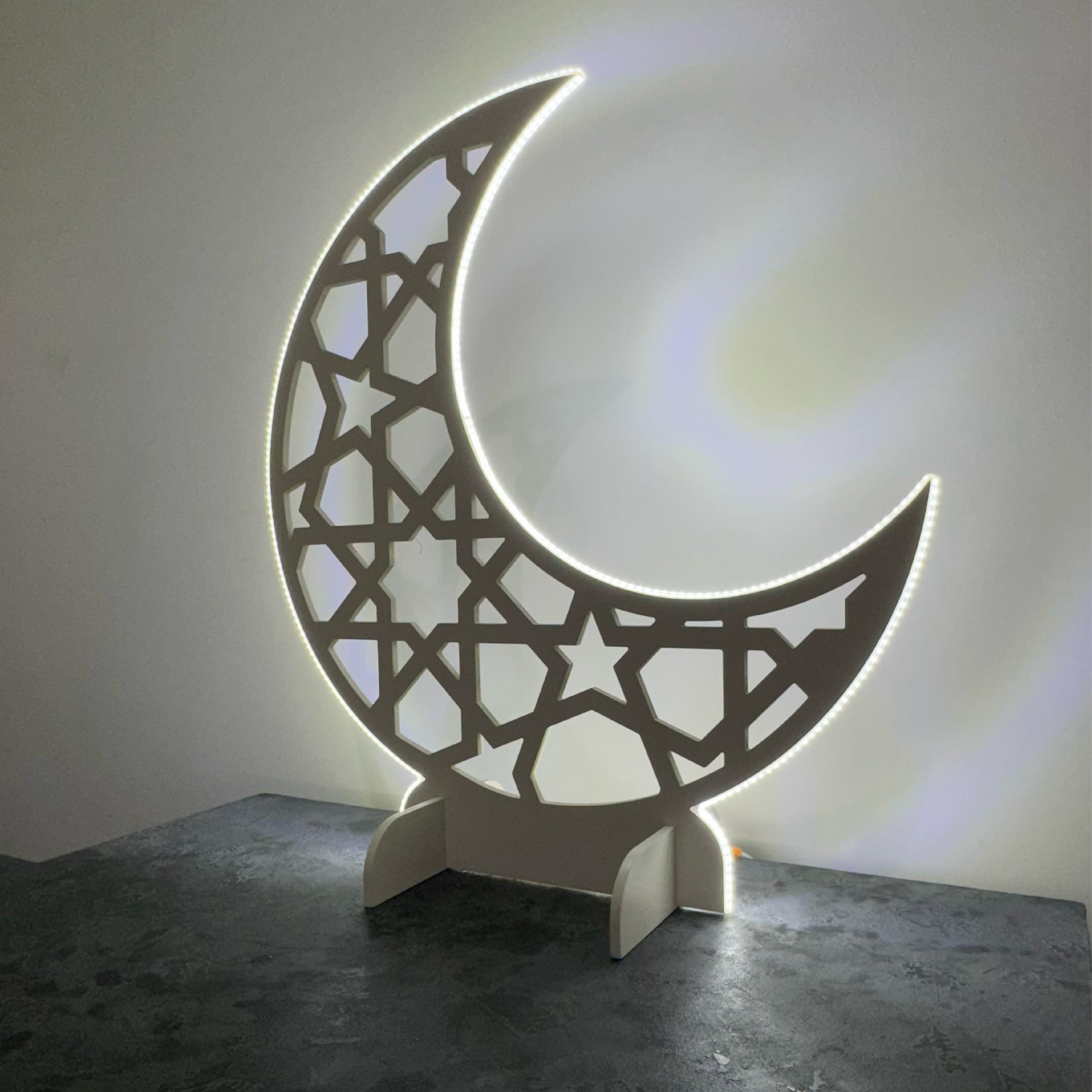 LED-Lit Wooden Ramadan Hilal