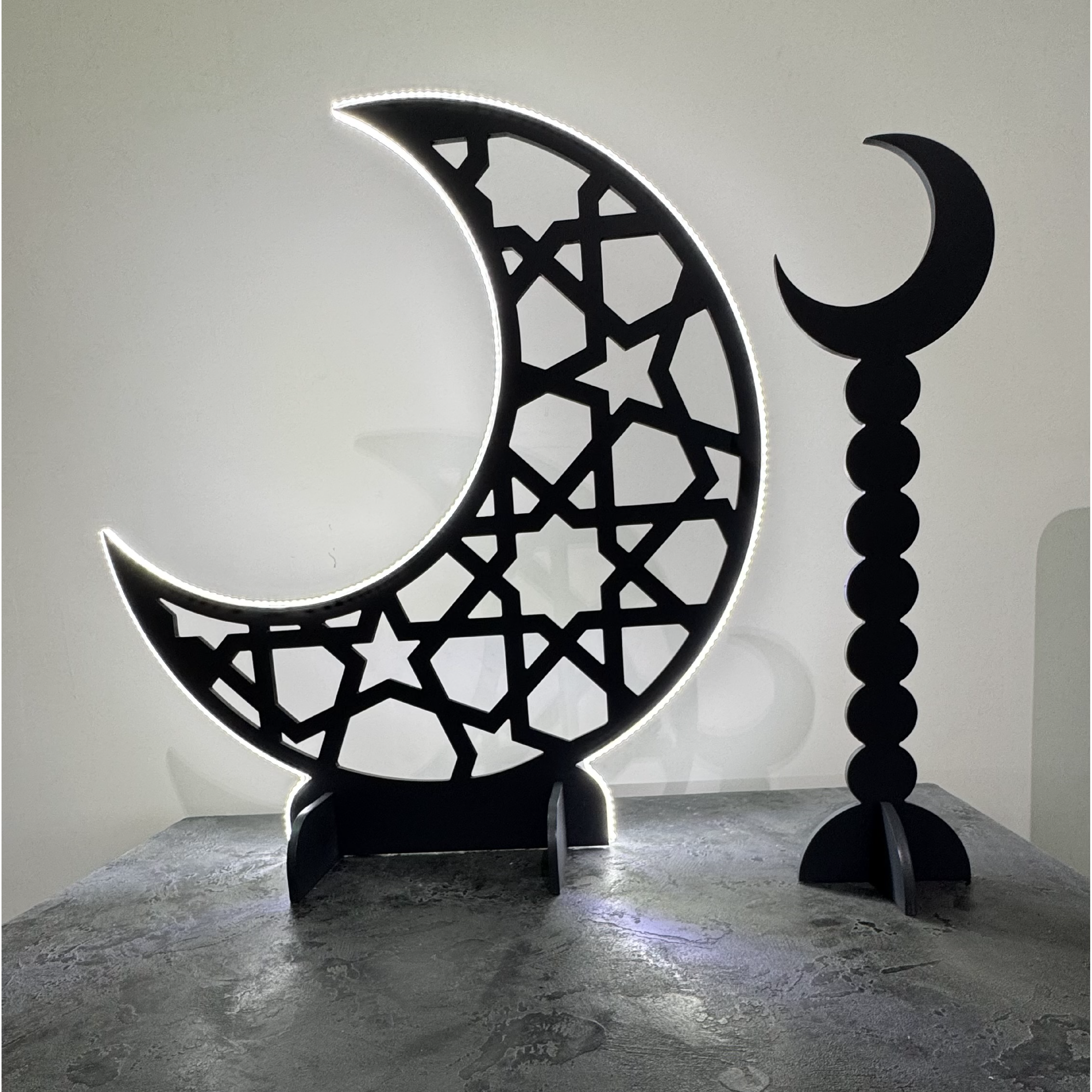 LED-Lit Wooden Ramadan Hilal