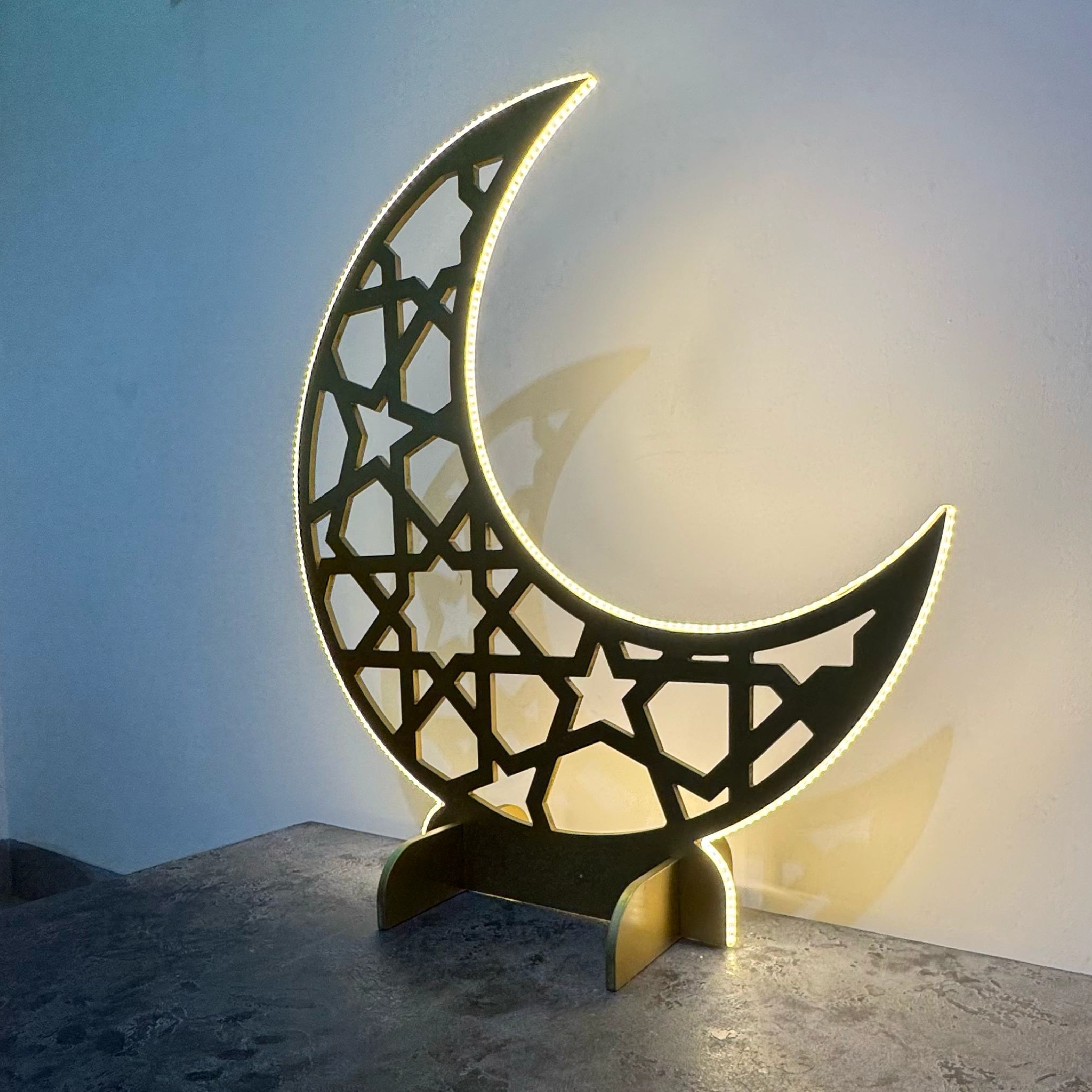 LED-Lit Wooden Ramadan Hilal