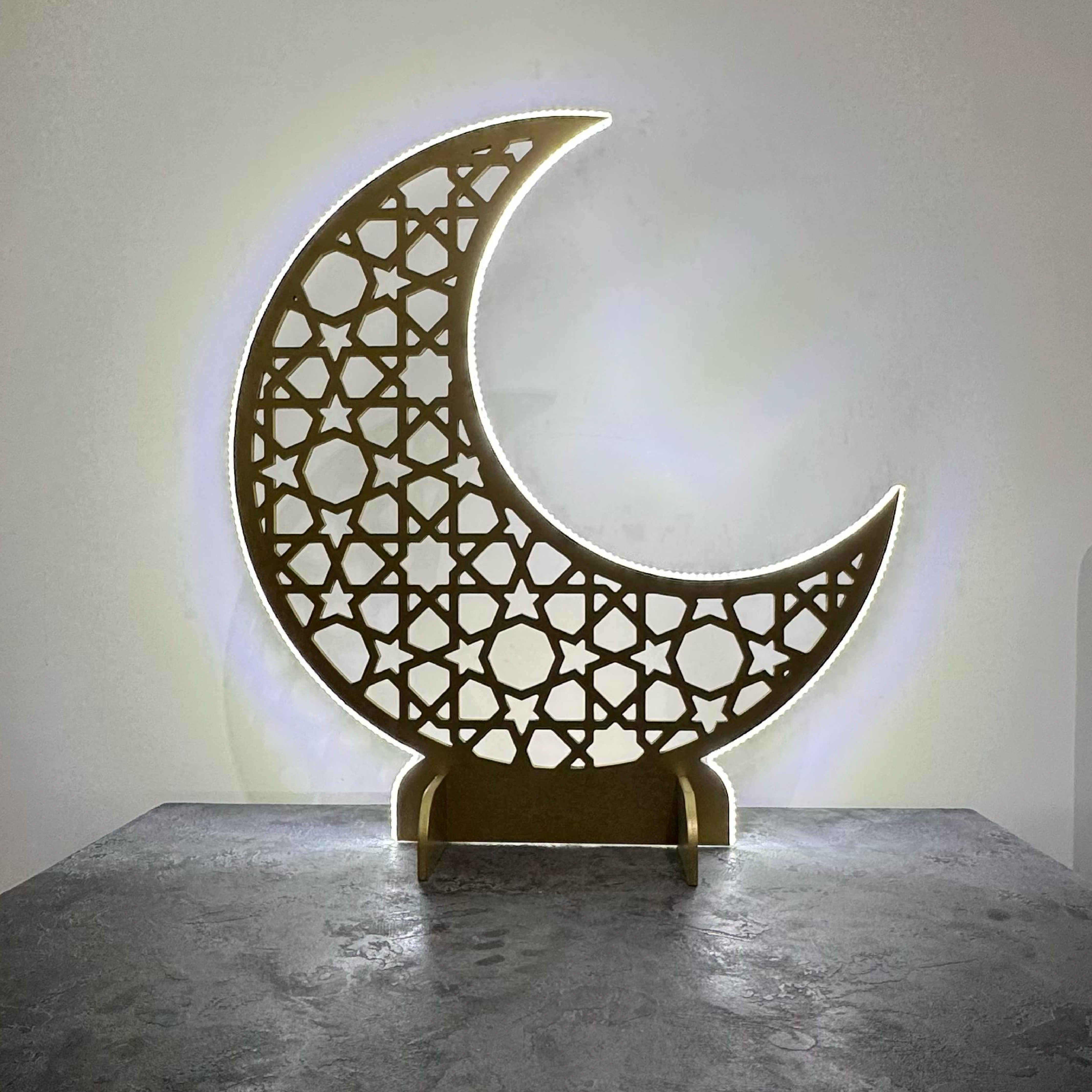 LED-Lit Wooden Ramadan Hilal