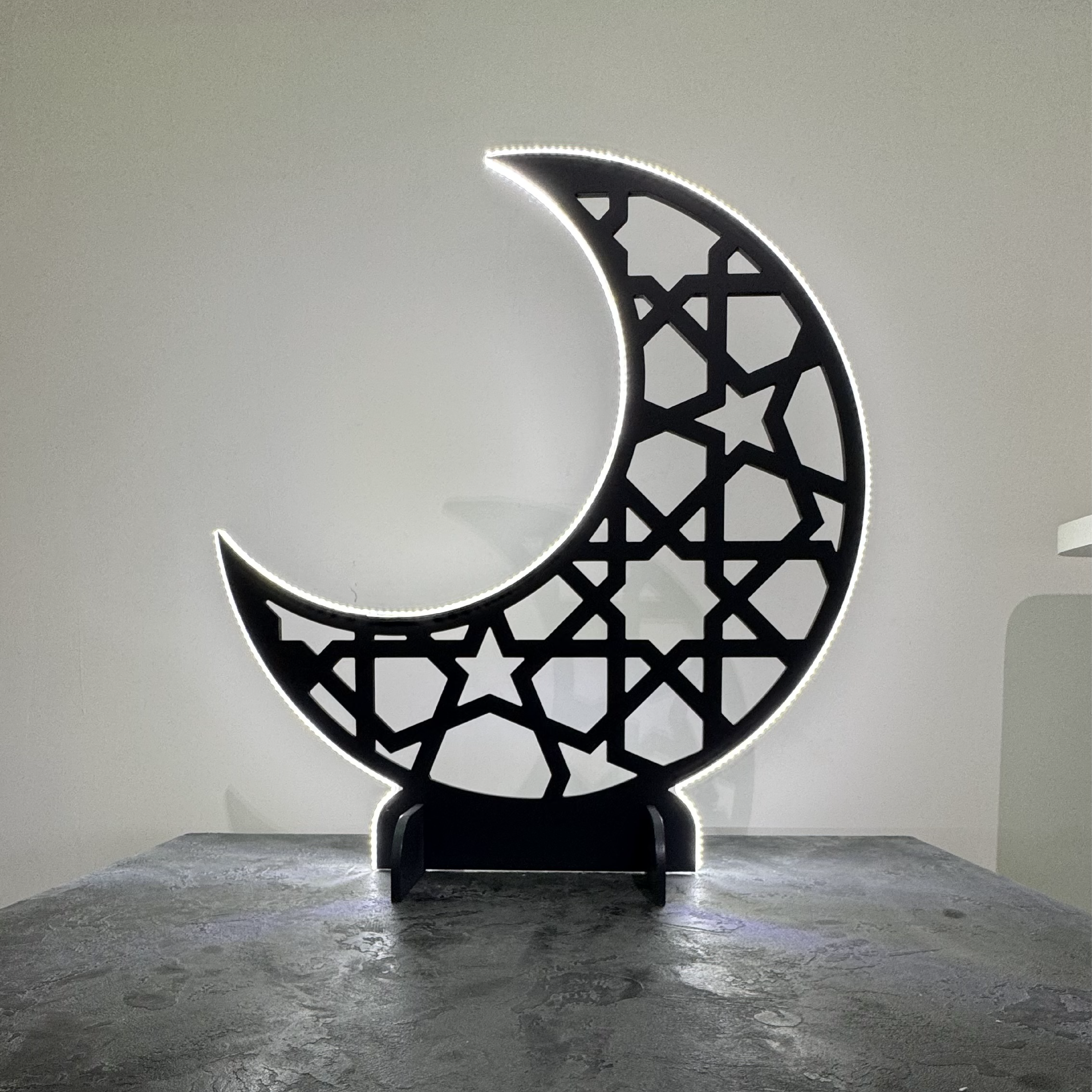 LED-Lit Wooden Ramadan Hilal