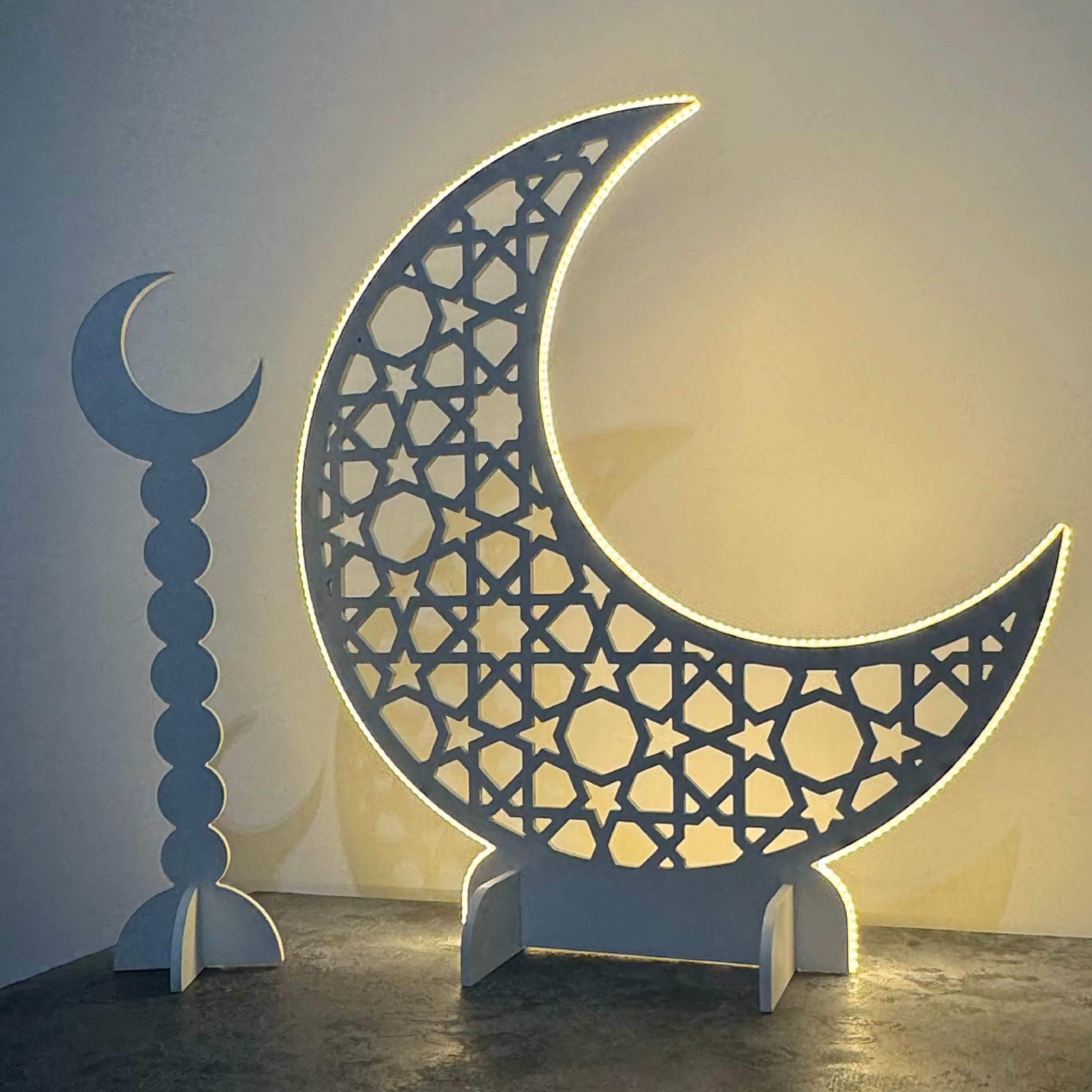 LED-Lit Wooden Ramadan Hilal