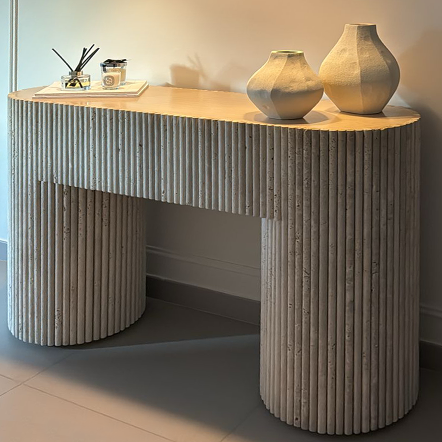 TRAVERTINE FLUTE CONSOLE