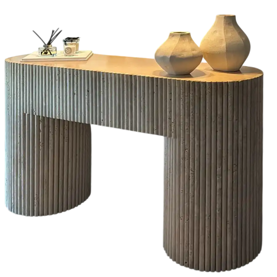 Modular Flutee Table TRAVERTINE FLUTE CONSOLE| MODERN TRAVERTINE CONSOLE TABLE – Marbeya Charm