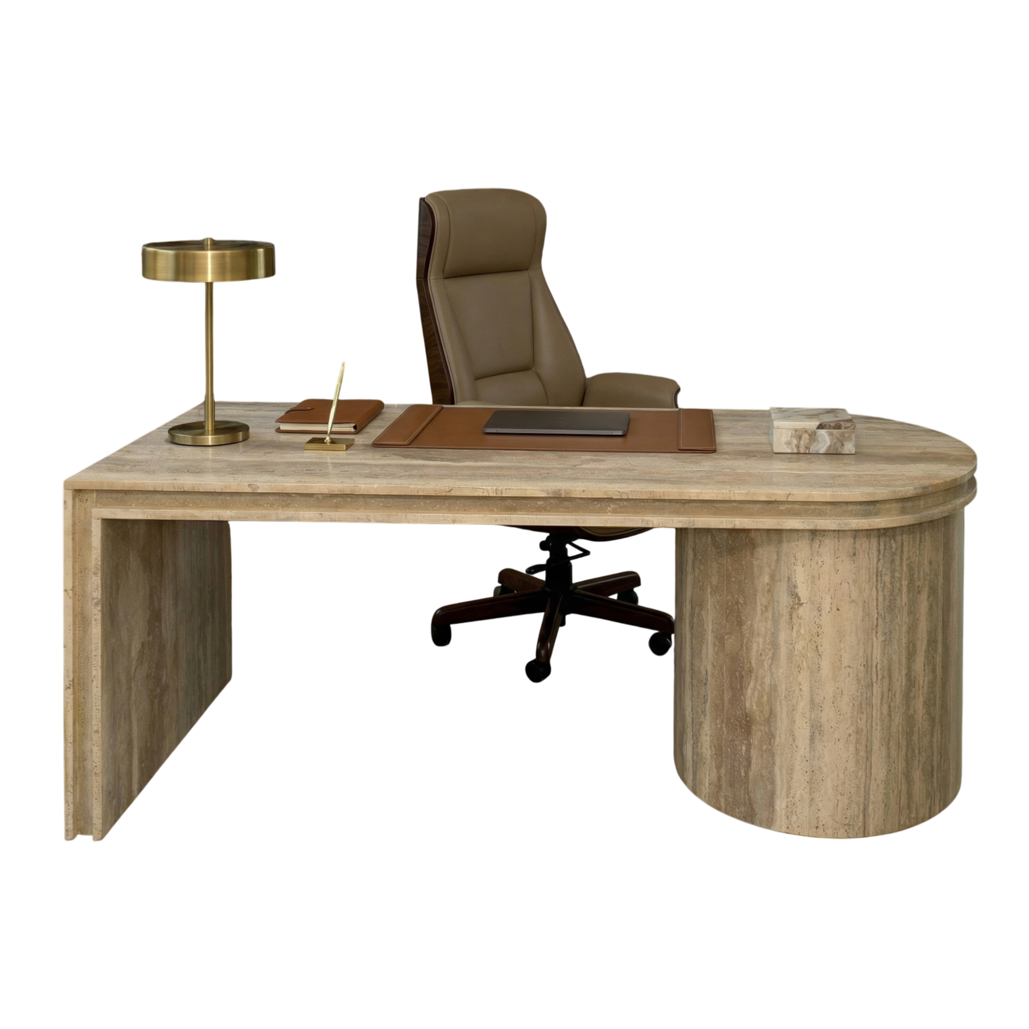 Travertine Oval Executive Desk