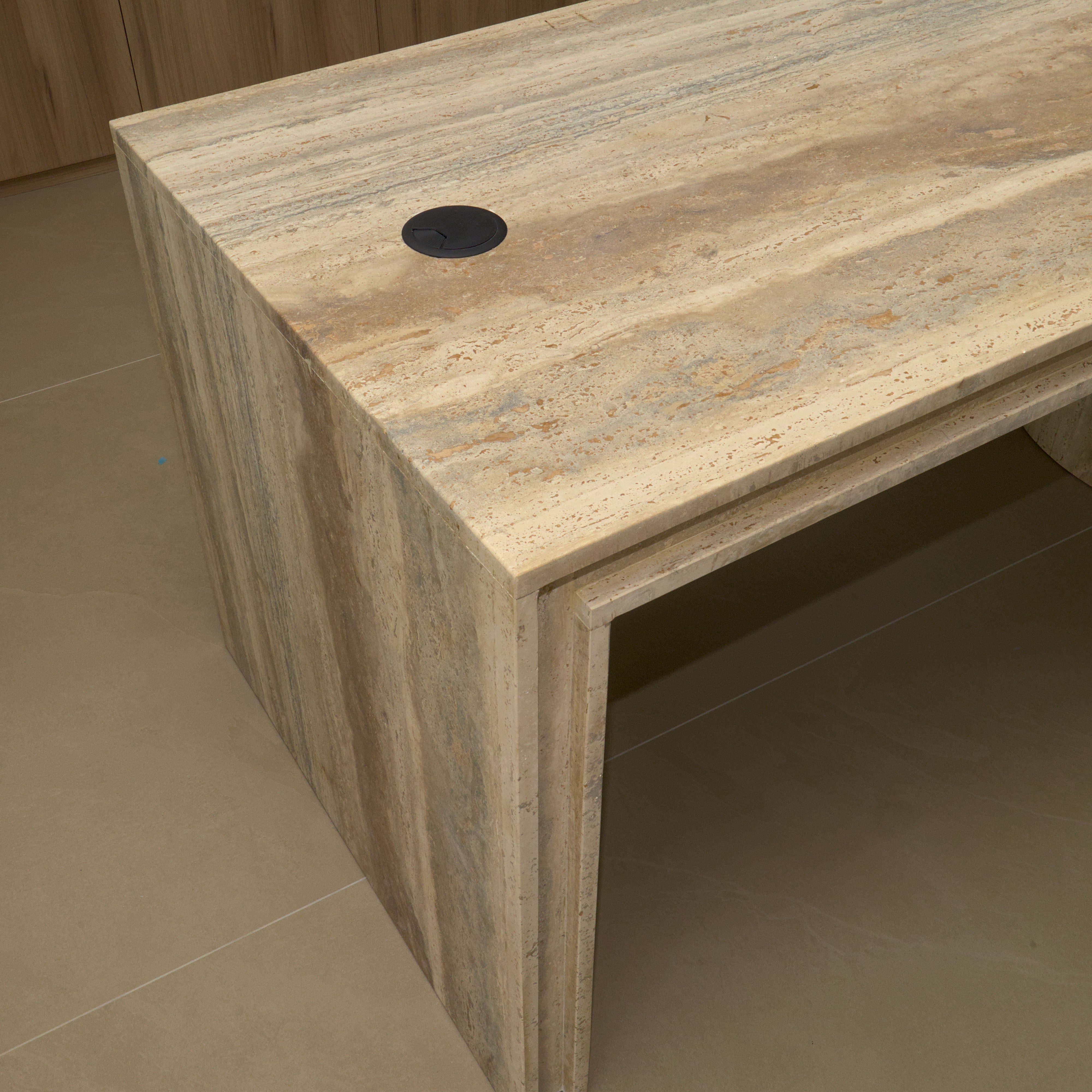 Travertine Oval Executive Desk