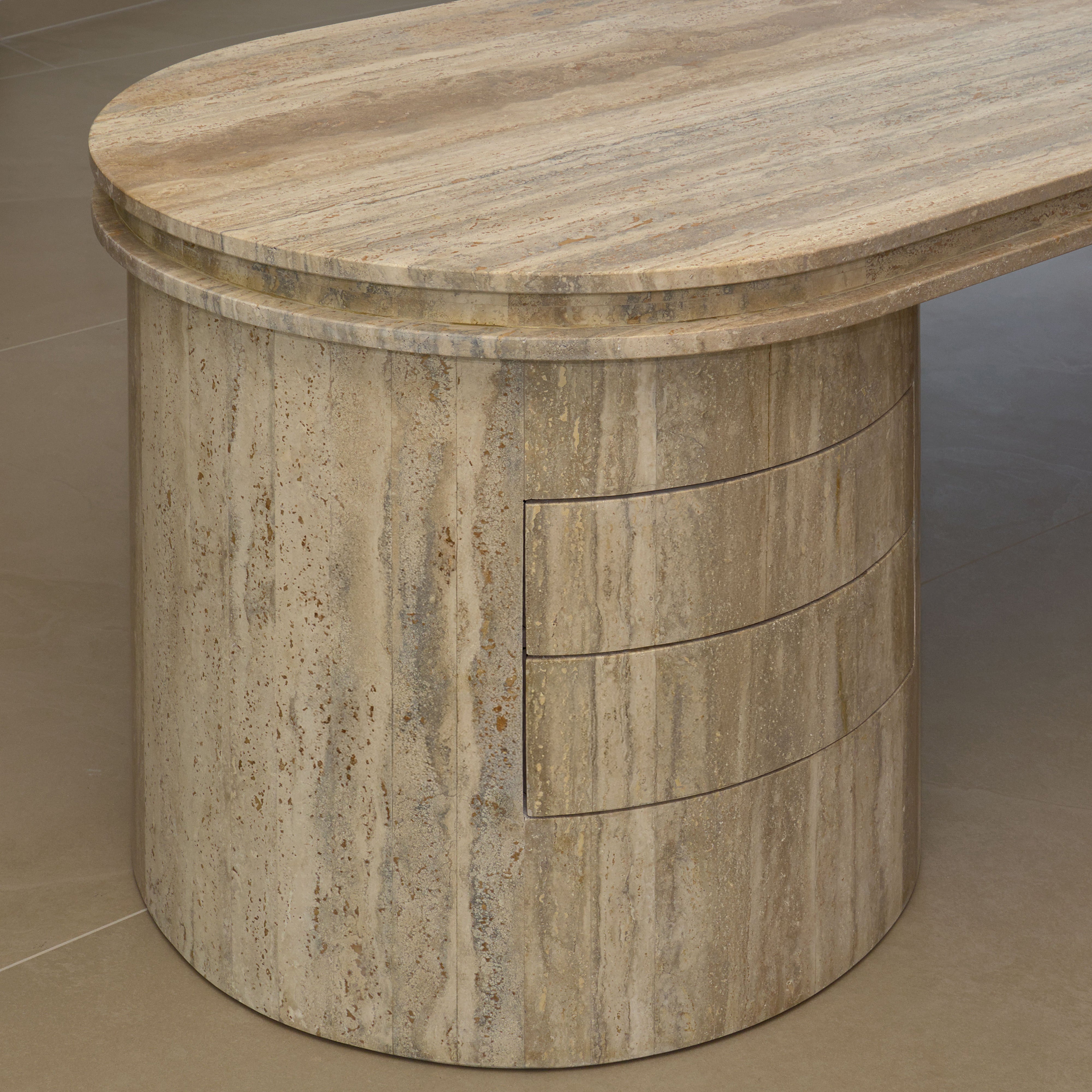 Travertine Oval Executive Desk