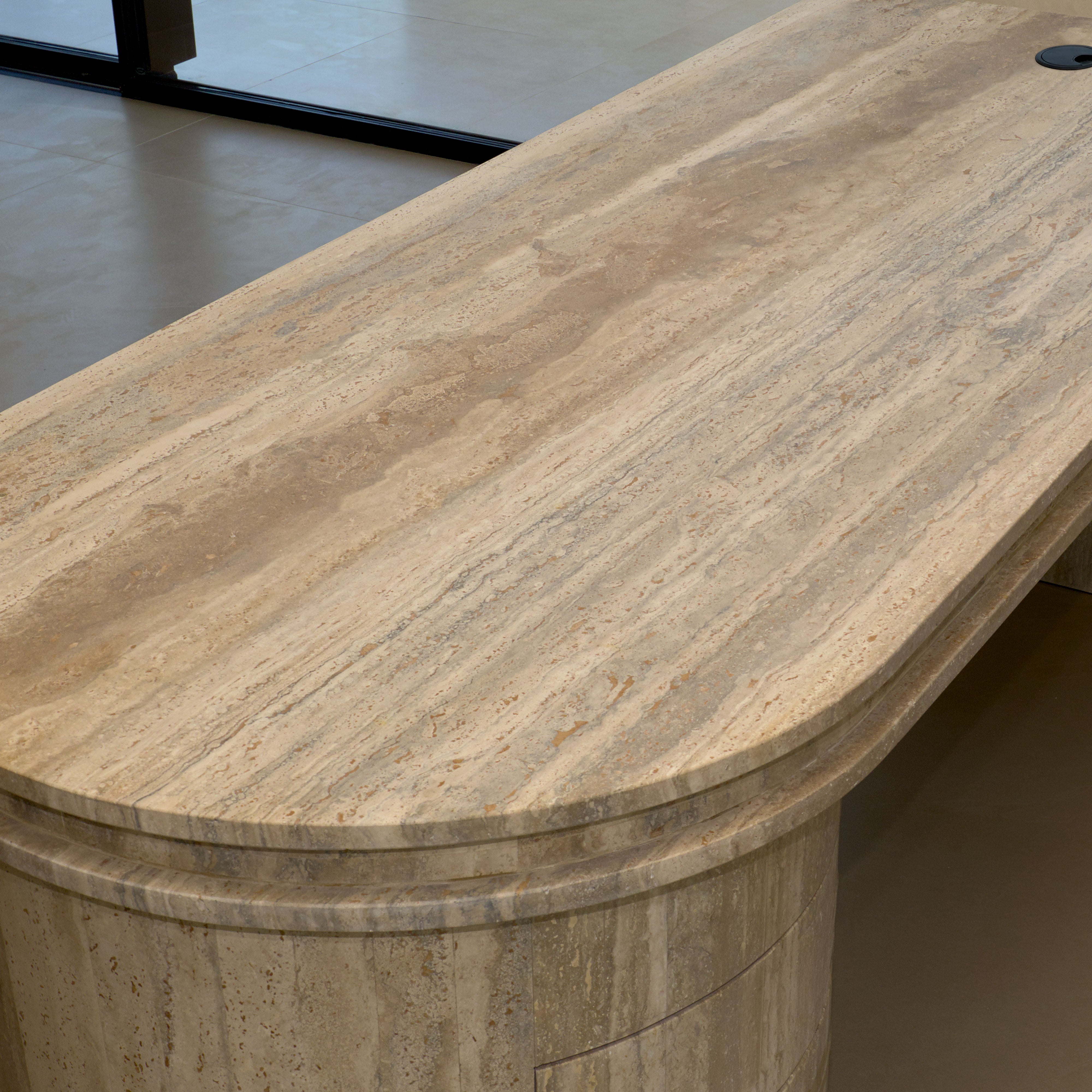 Travertine Oval Executive Desk