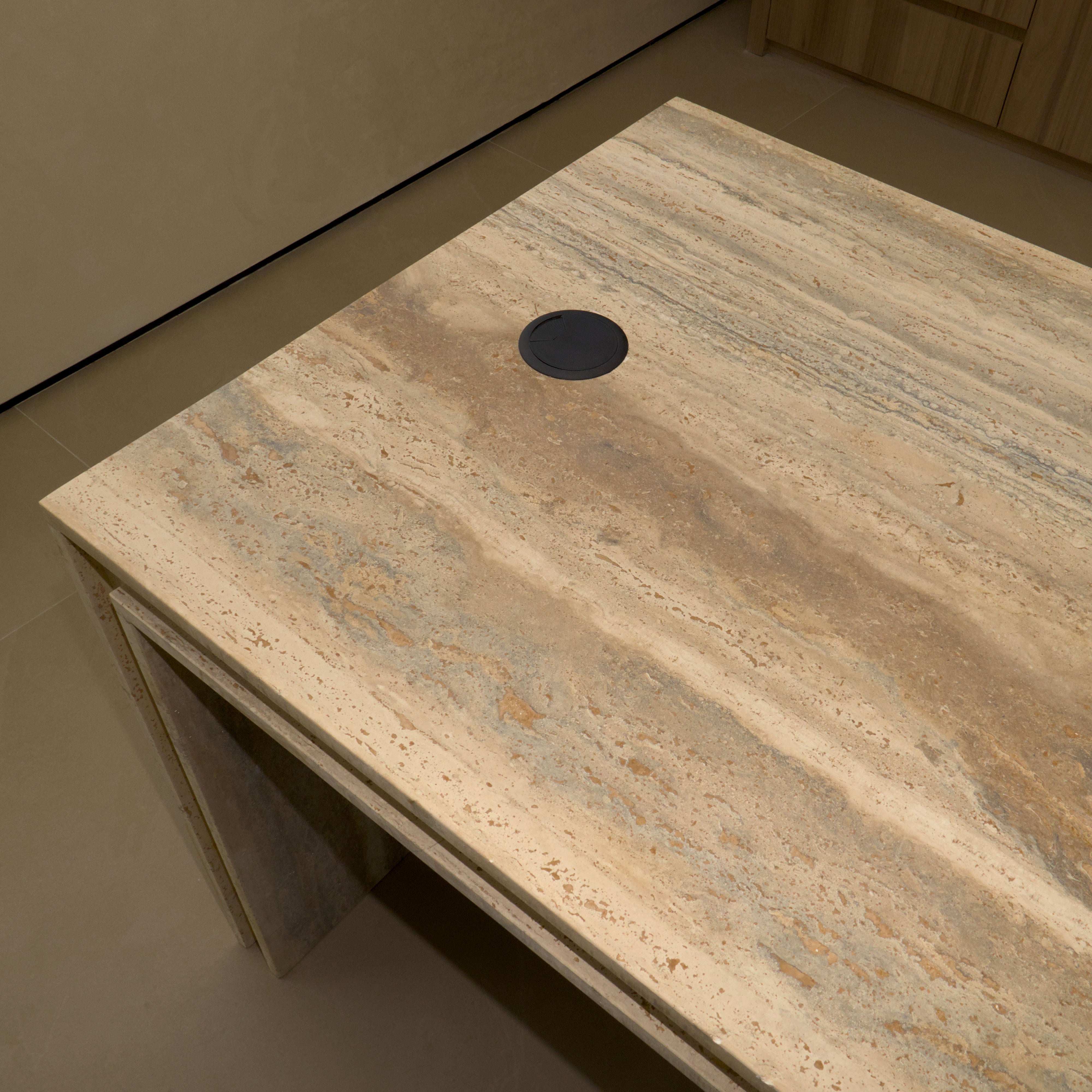 Travertine Oval Executive Desk