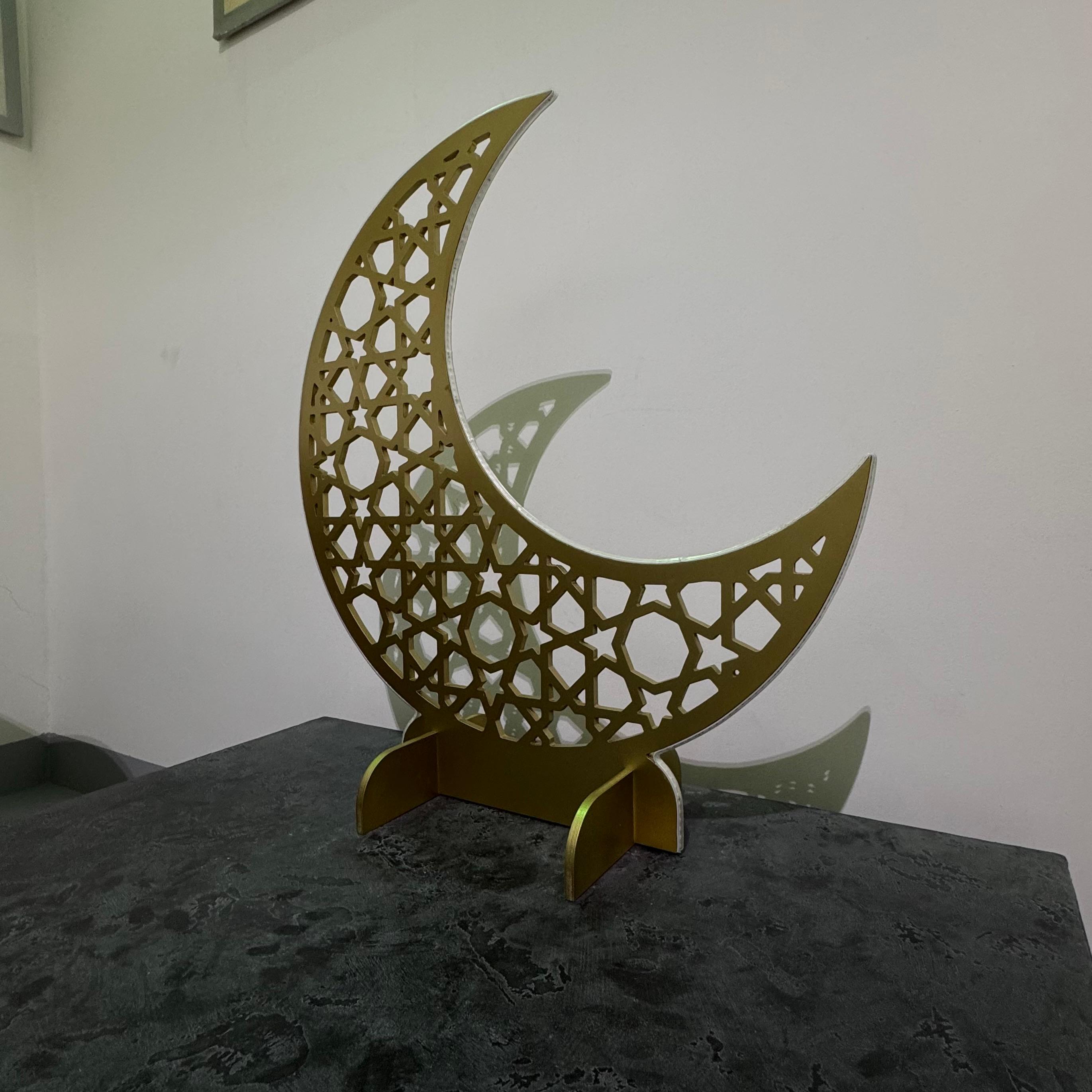 LED-Lit Wooden Ramadan Hilal