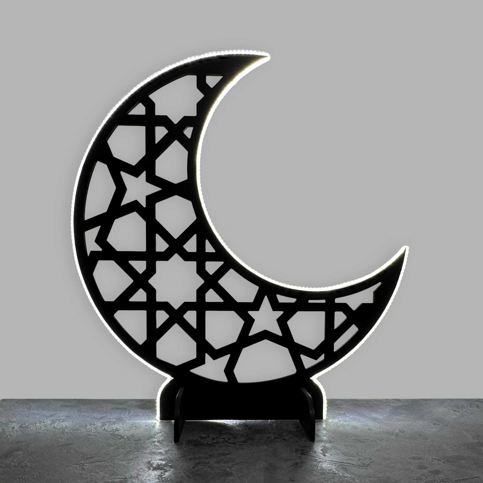 LED-Lit Wooden Ramadan Hilal