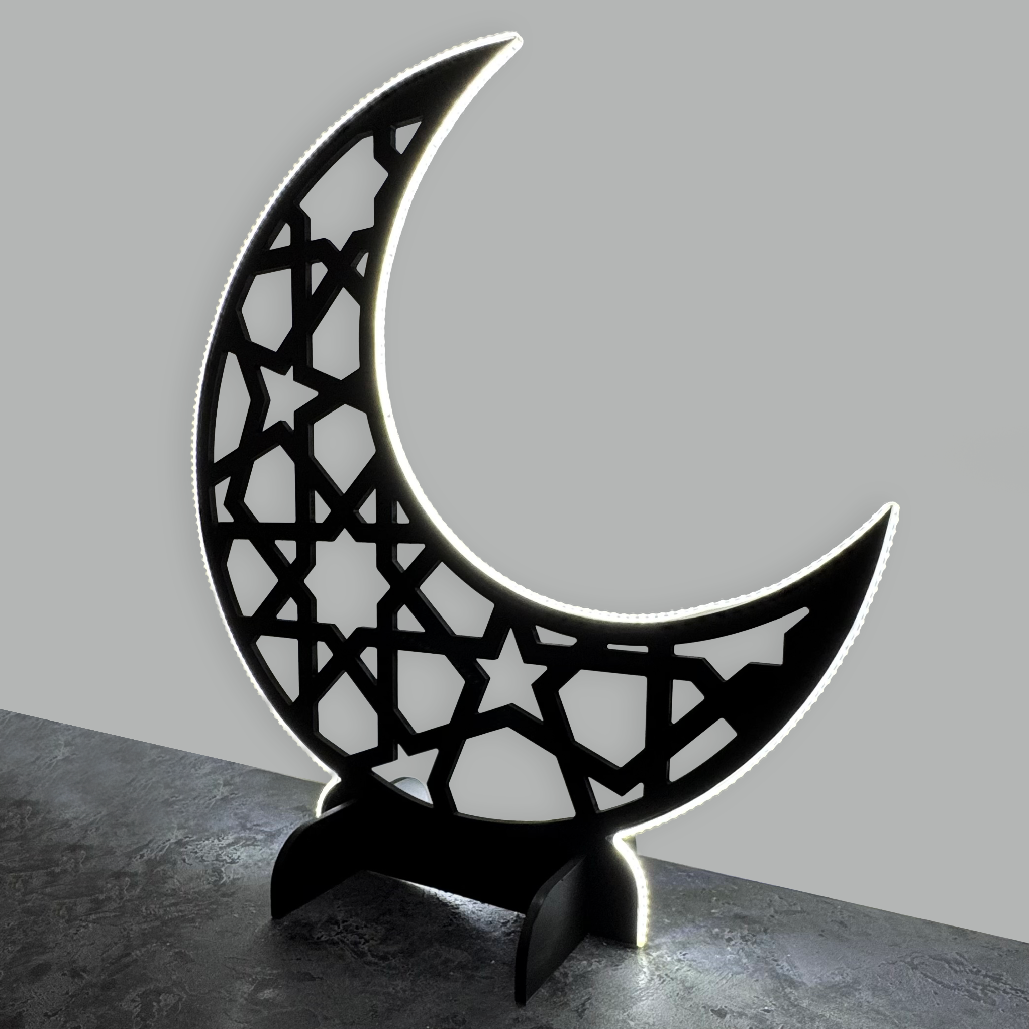 LED-Lit Wooden Ramadan Hilal
