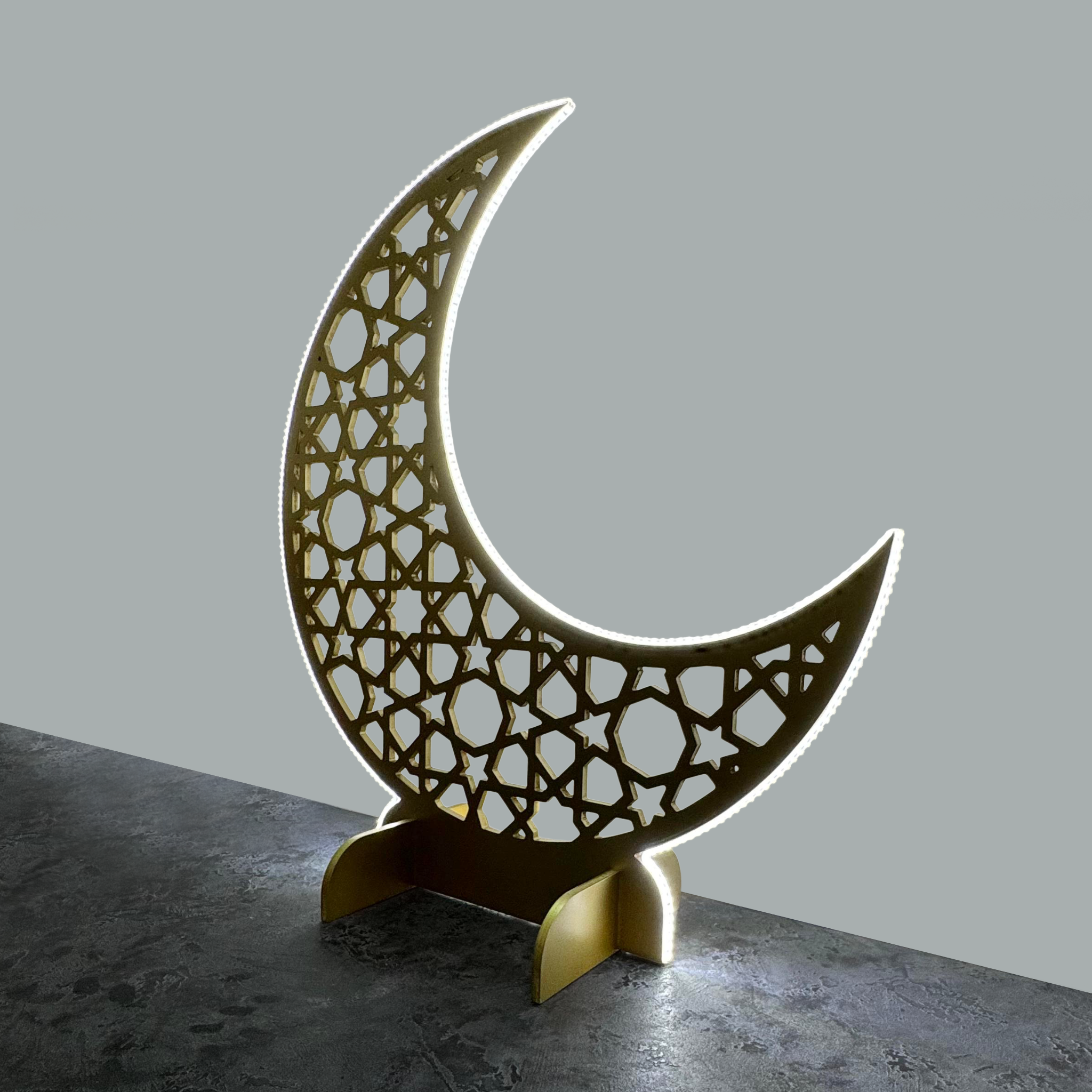 LED-Lit Wooden Ramadan Hilal