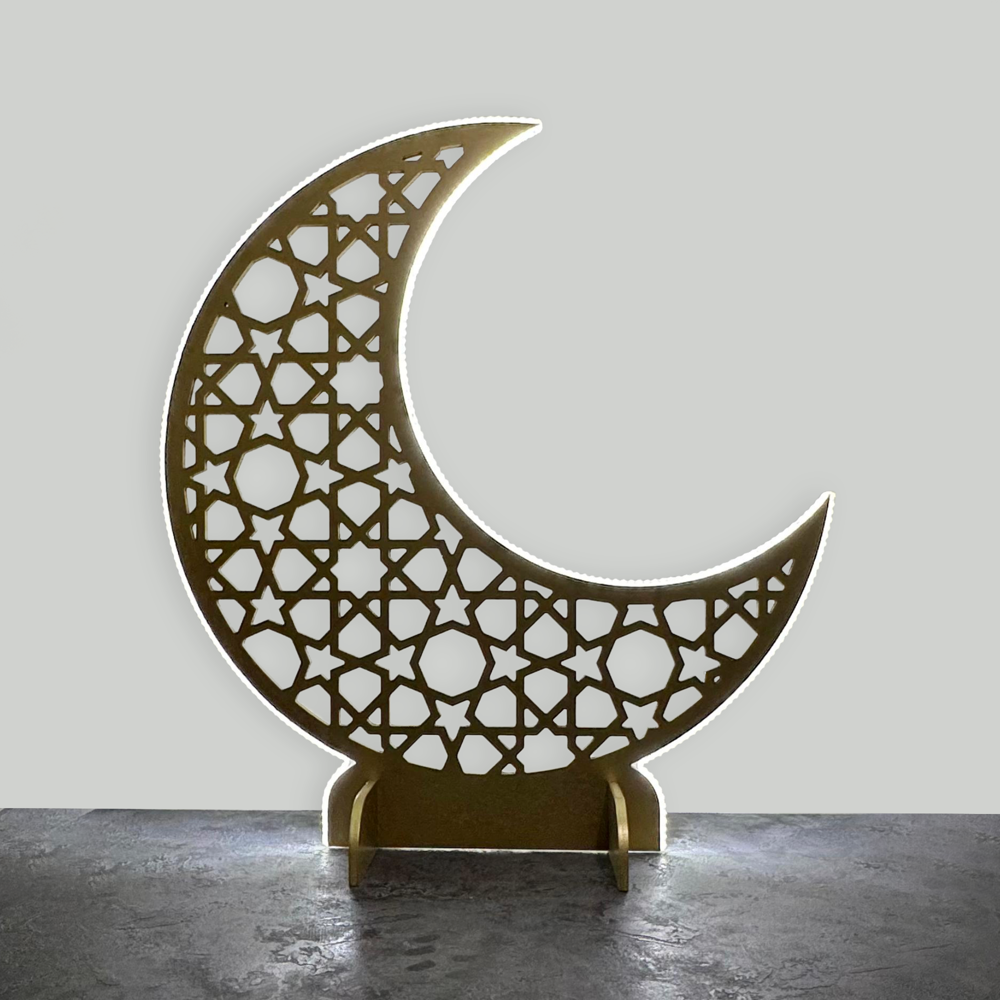 LED-Lit Wooden Ramadan Hilal
