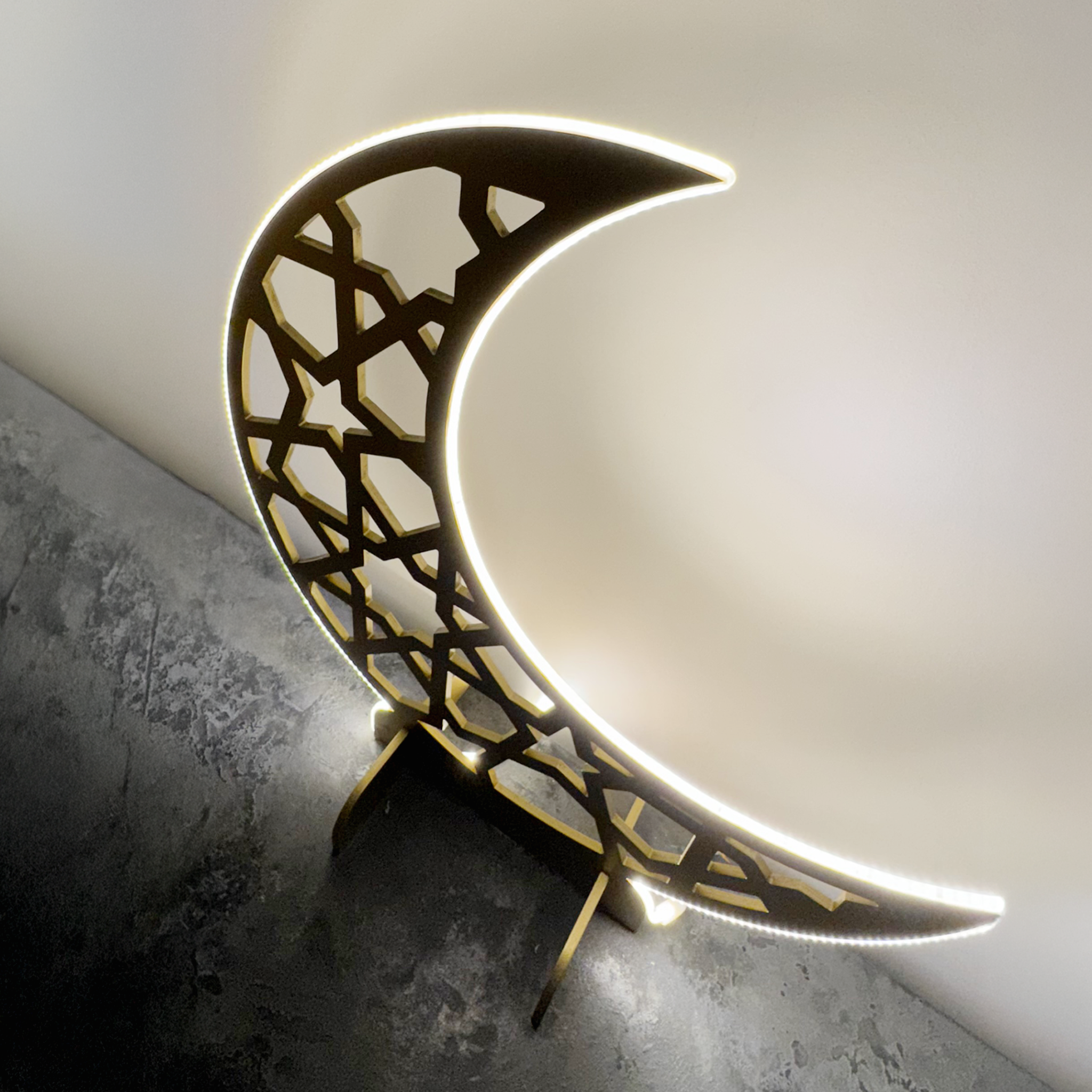 LED-Lit Wooden Ramadan Hilal