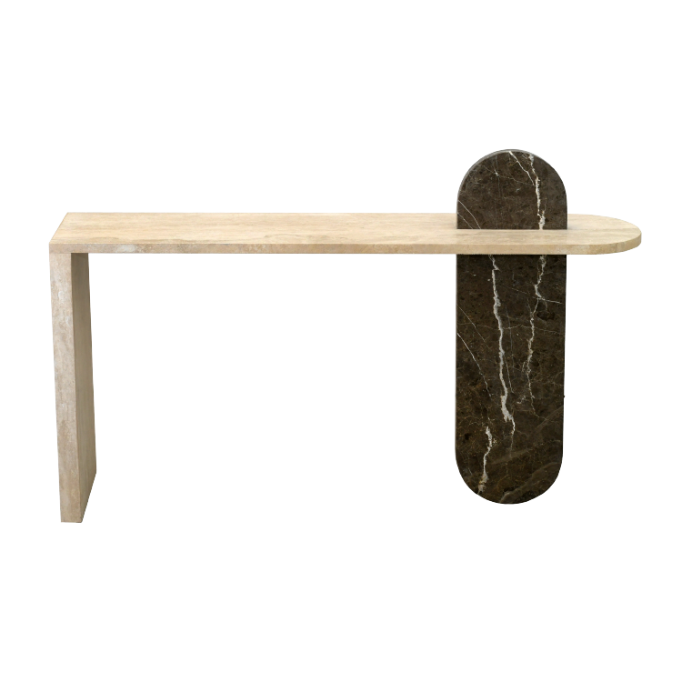 Black Marquina And Beige Console Table